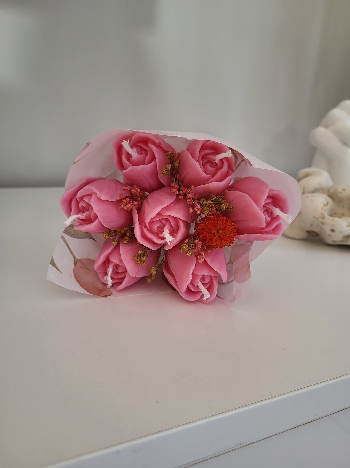 Bouquet bougies 7 tulipes