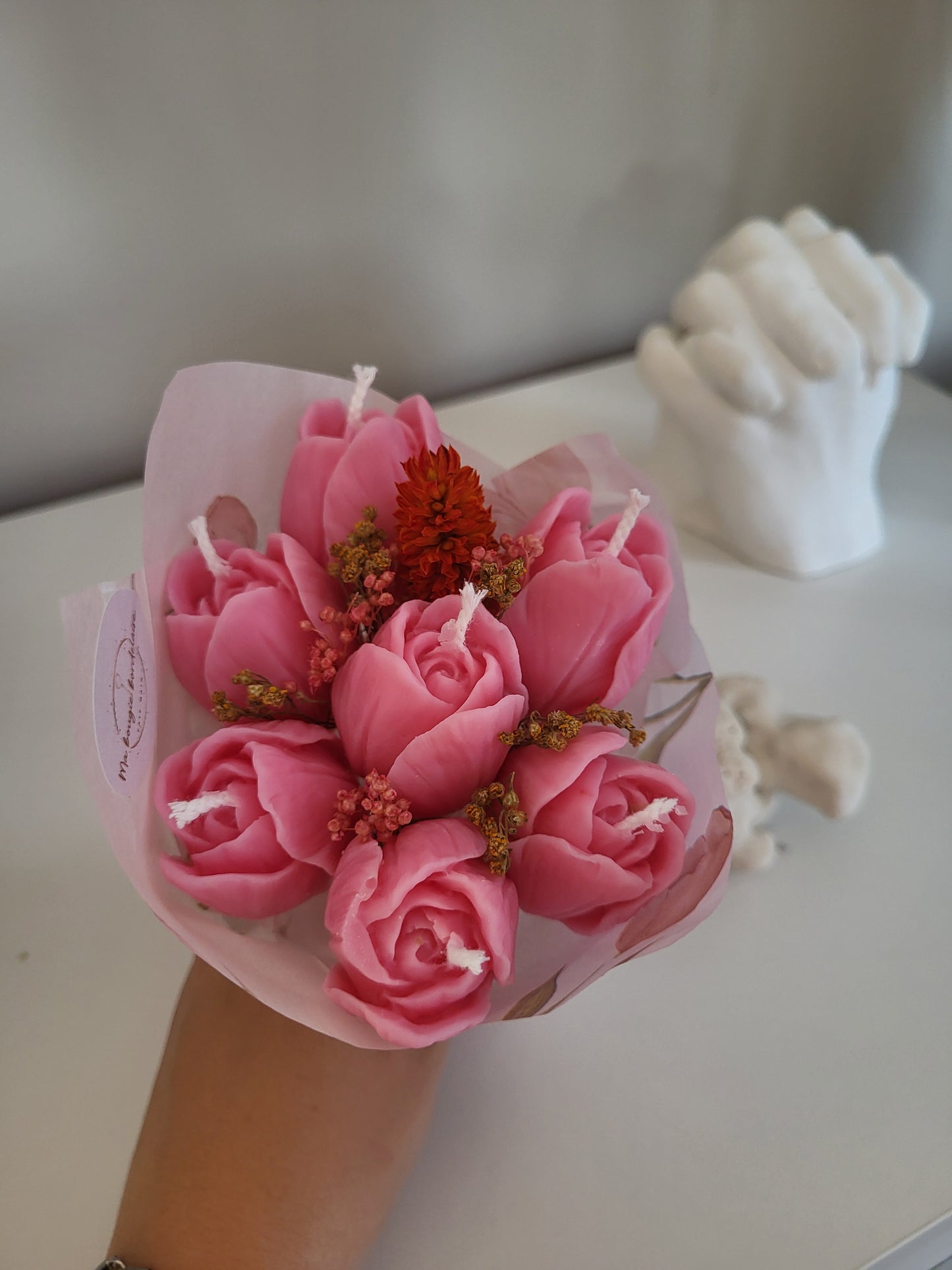 Bouquet bougies 7 tulipes