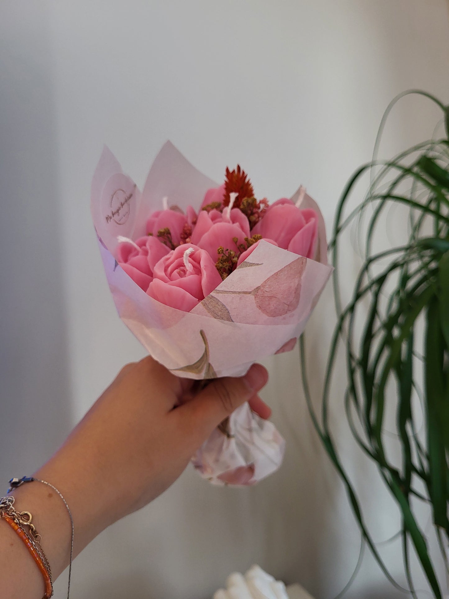 Bouquet bougies 7 tulipes