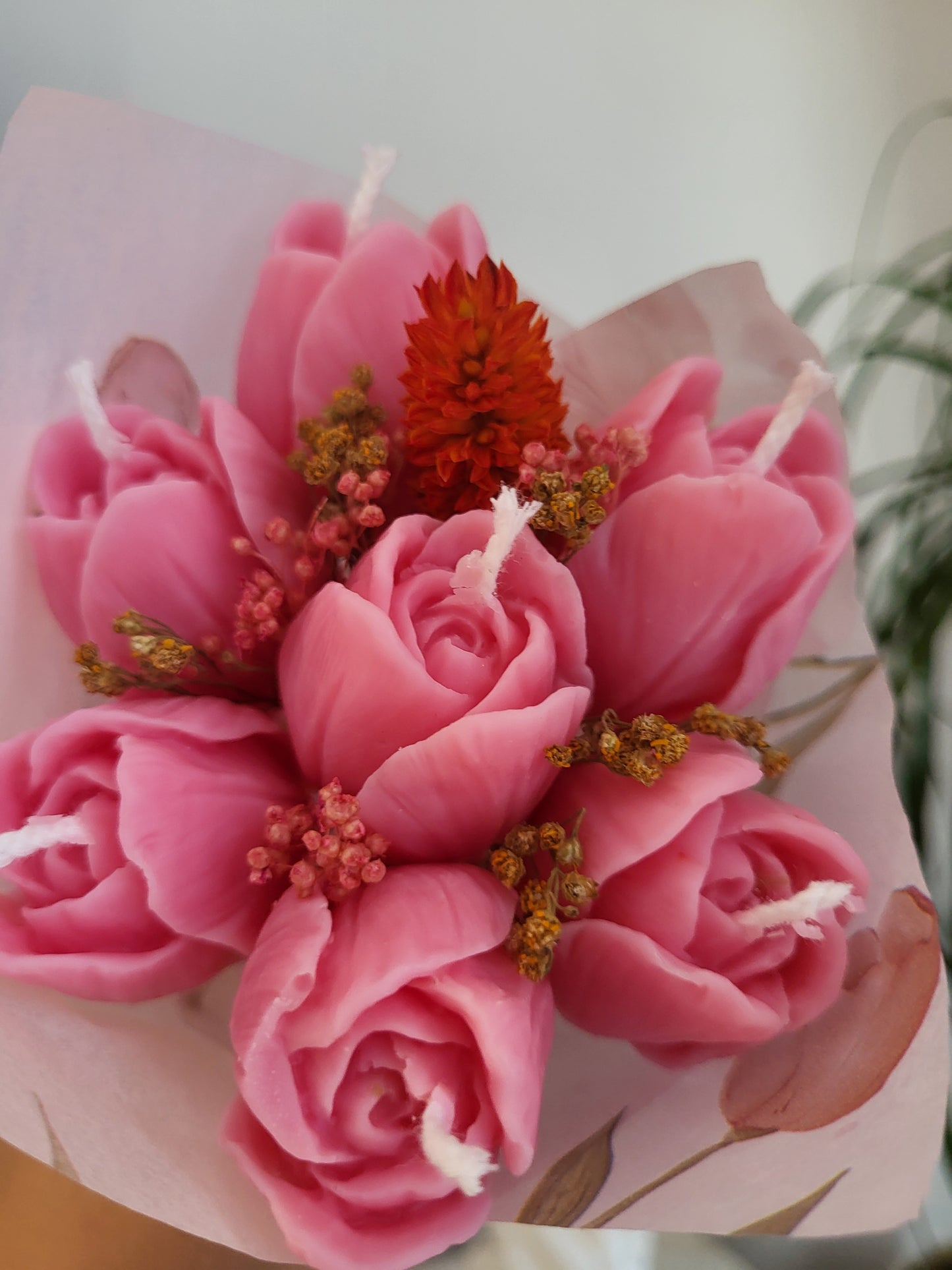 Bouquet bougies 7 tulipes