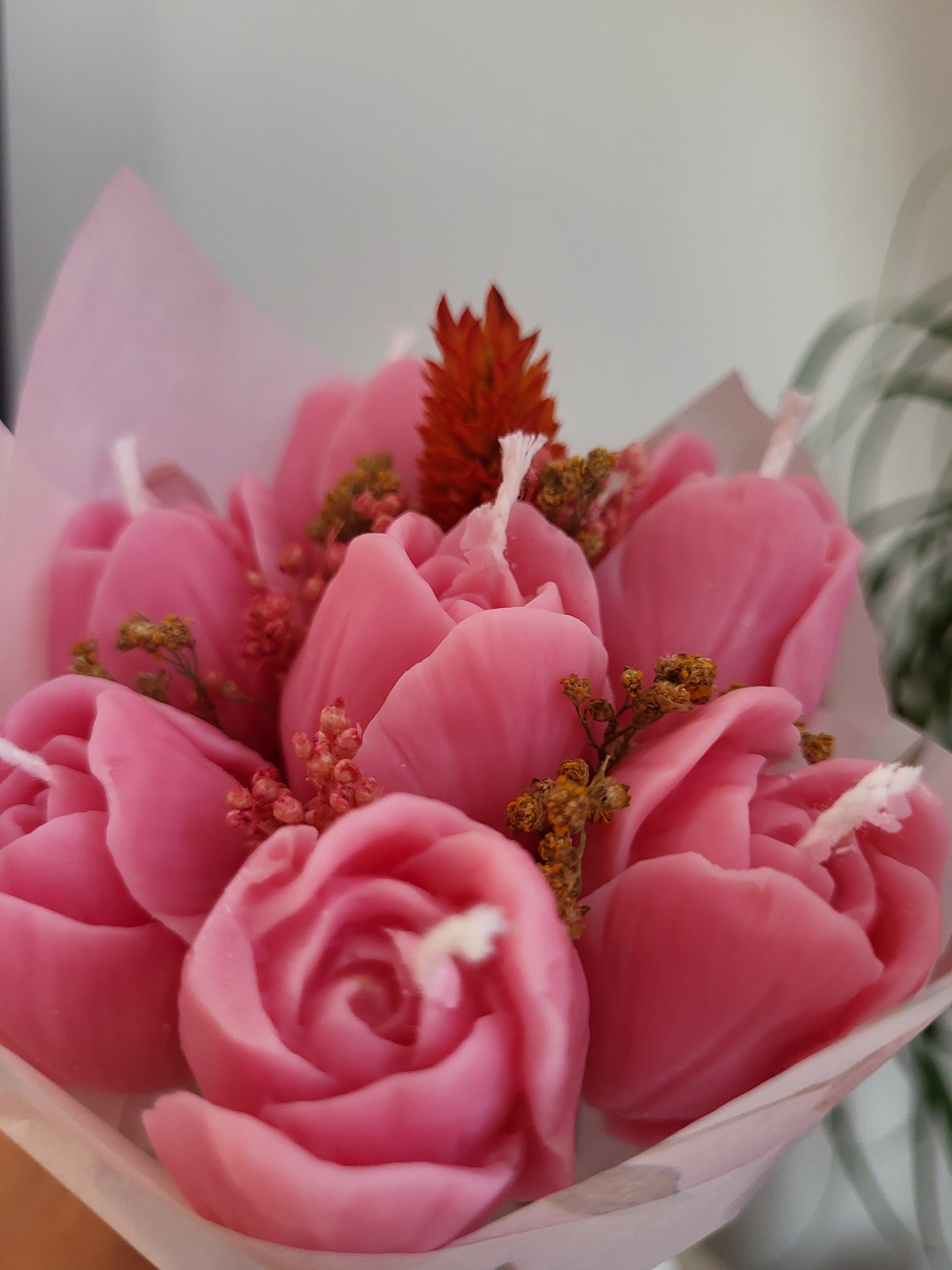 Bouquet bougies 7 tulipes