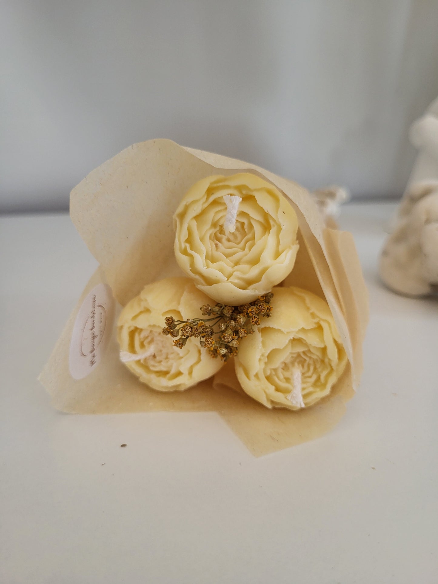 Bouquet de 3 pivoines en bougies