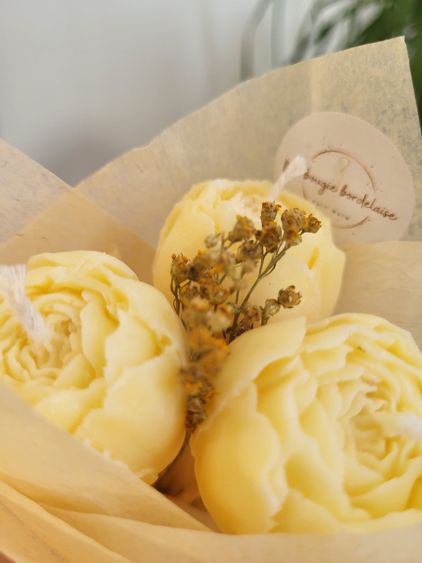 Bouquet de 3 pivoines en bougies