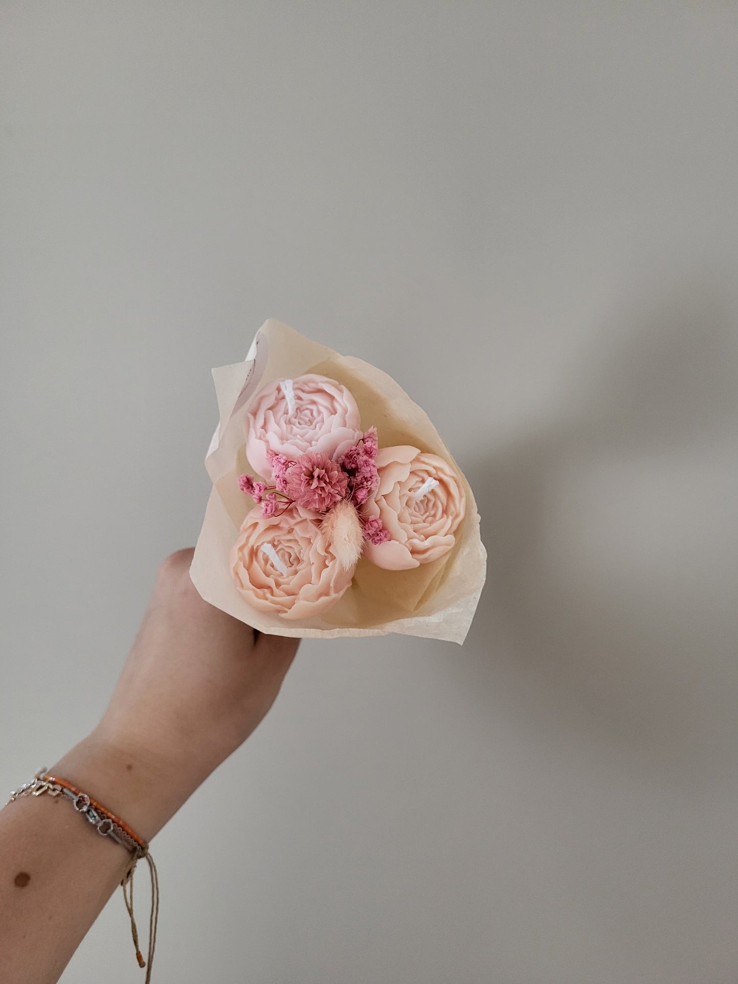 Bouquet de 3 pivoines en bougies