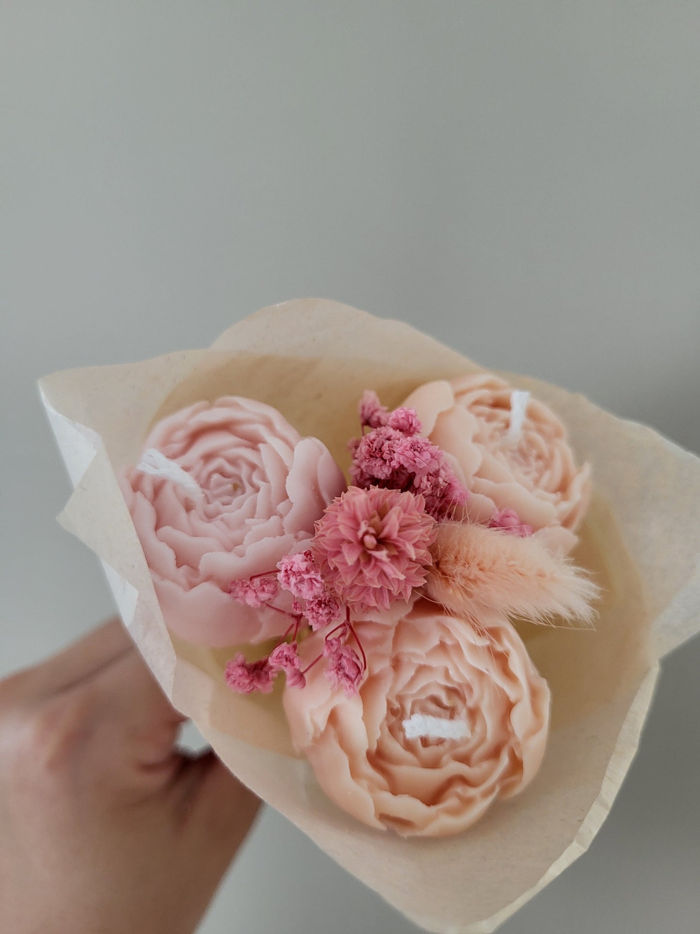 Bouquet de 3 pivoines en bougies