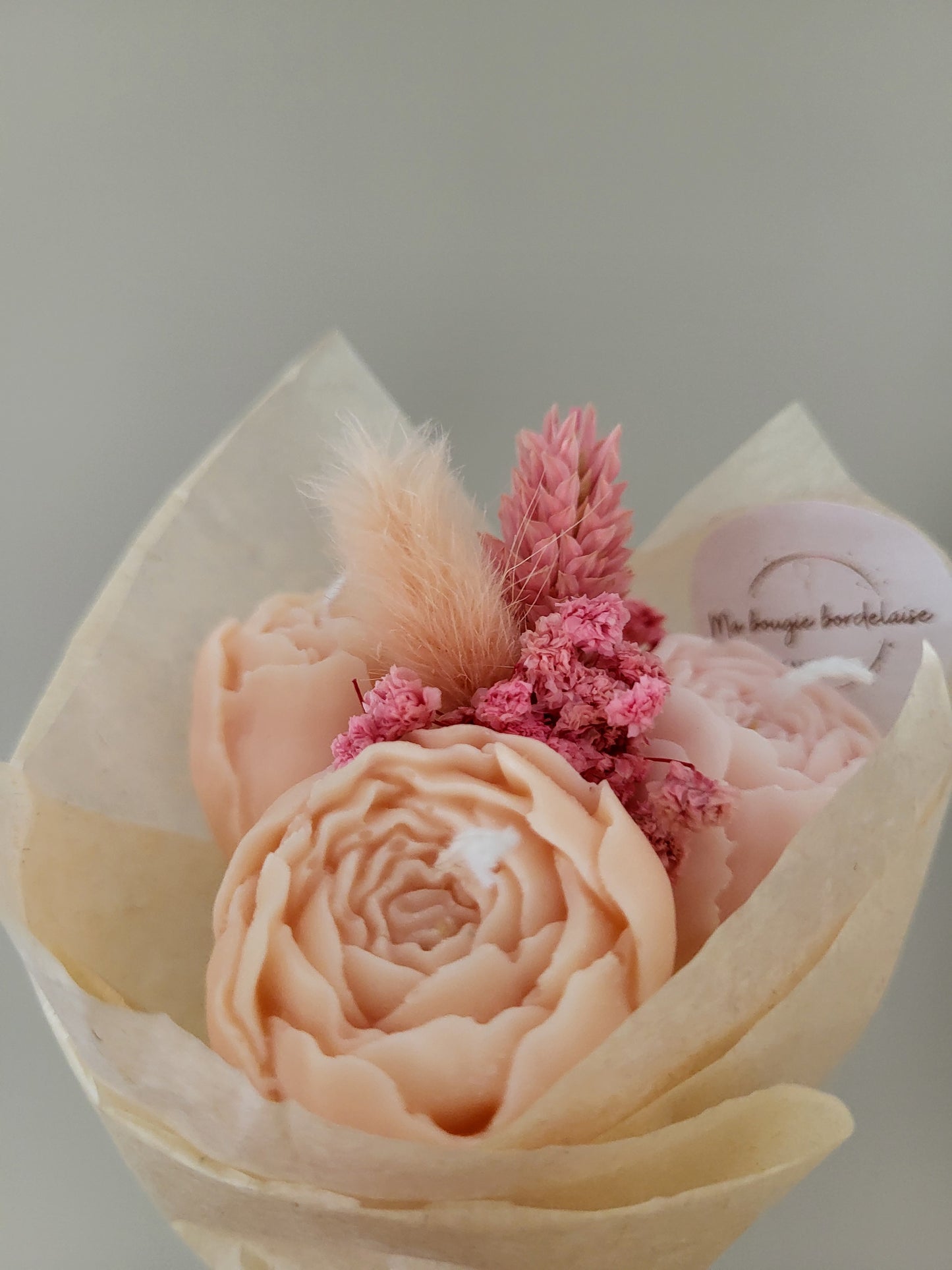 Bouquet de 3 pivoines en bougies