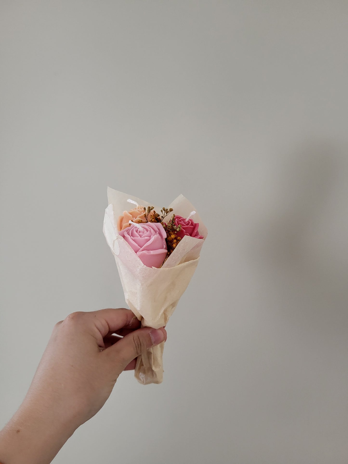 Bouquet de 3 roses en bougies