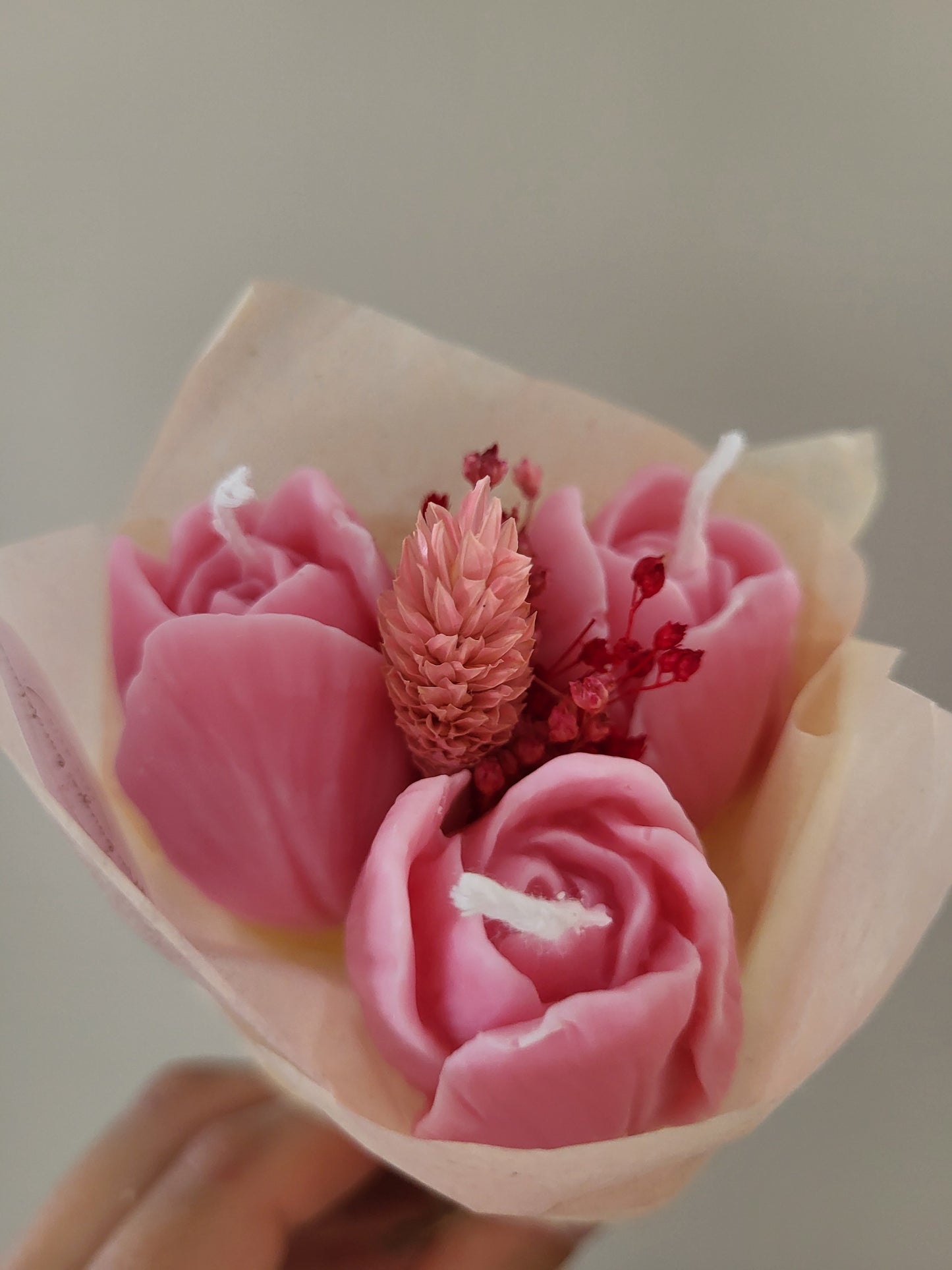 Bouquet bougies 3 tulipes