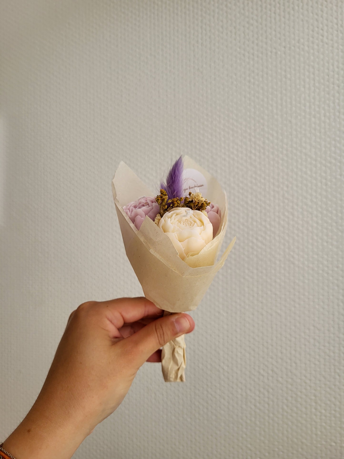 Bouquet de 3 pivoines en bougies