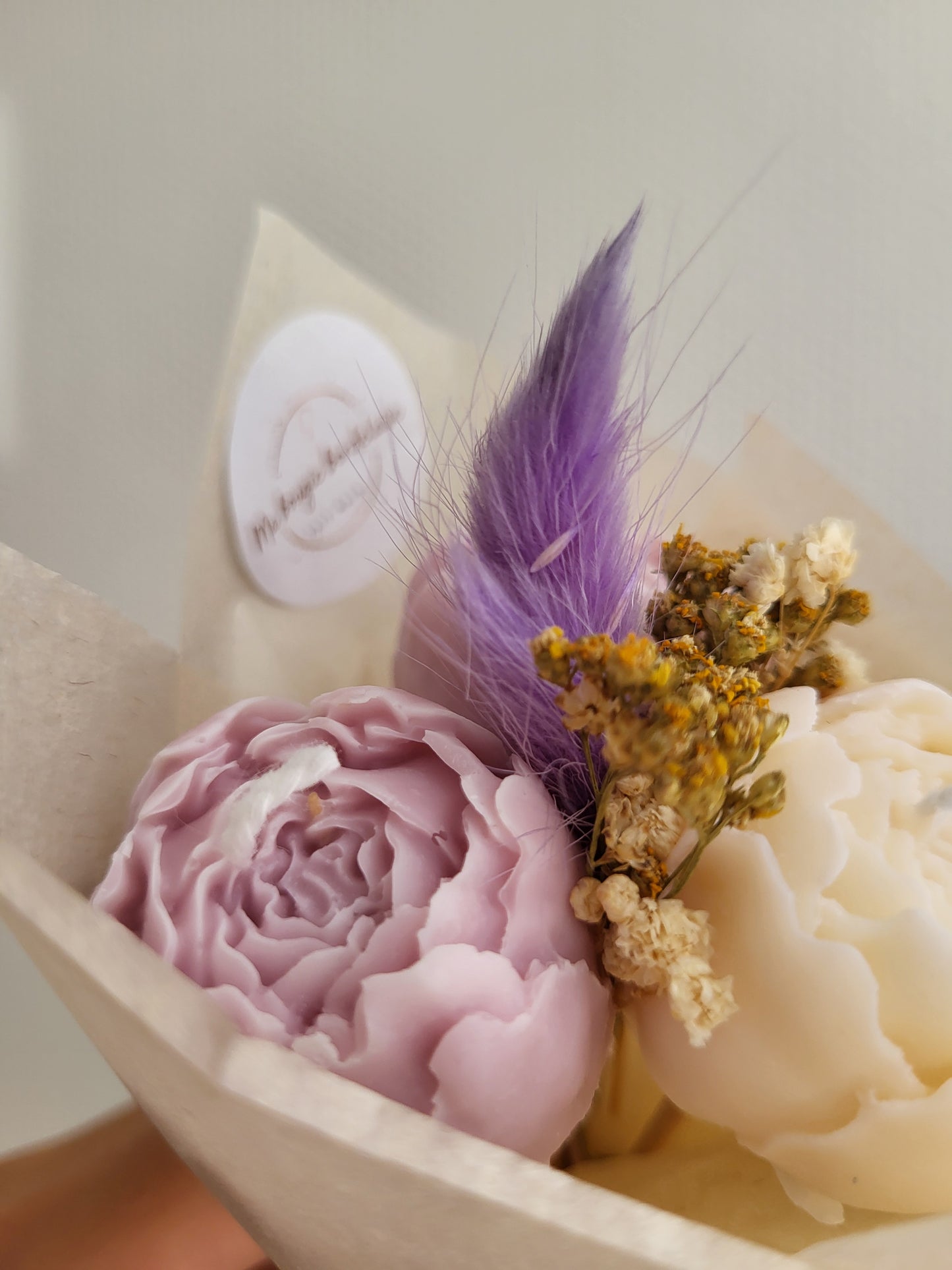 Bouquet de 3 pivoines en bougies