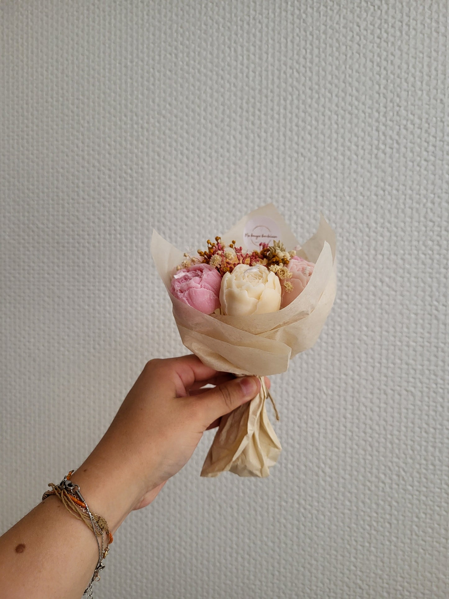 Bouquet en bougie 7 pivoines
