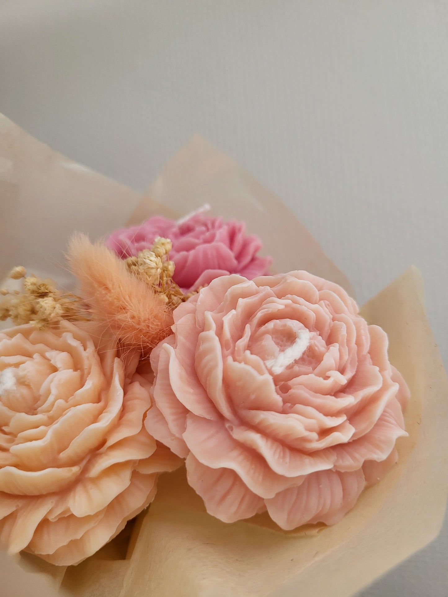 Bouquet bougies pivoines