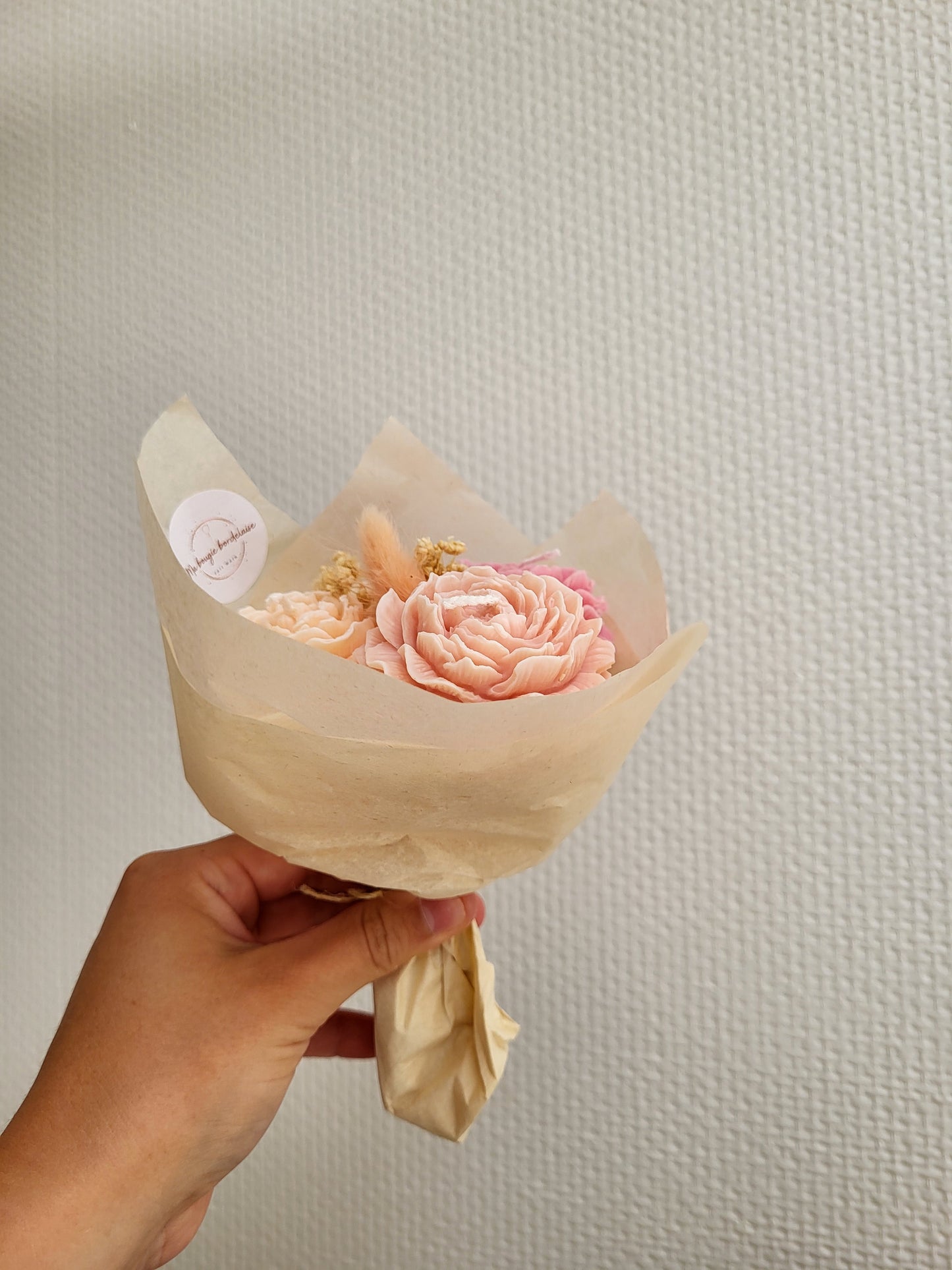 Bouquet bougies pivoines