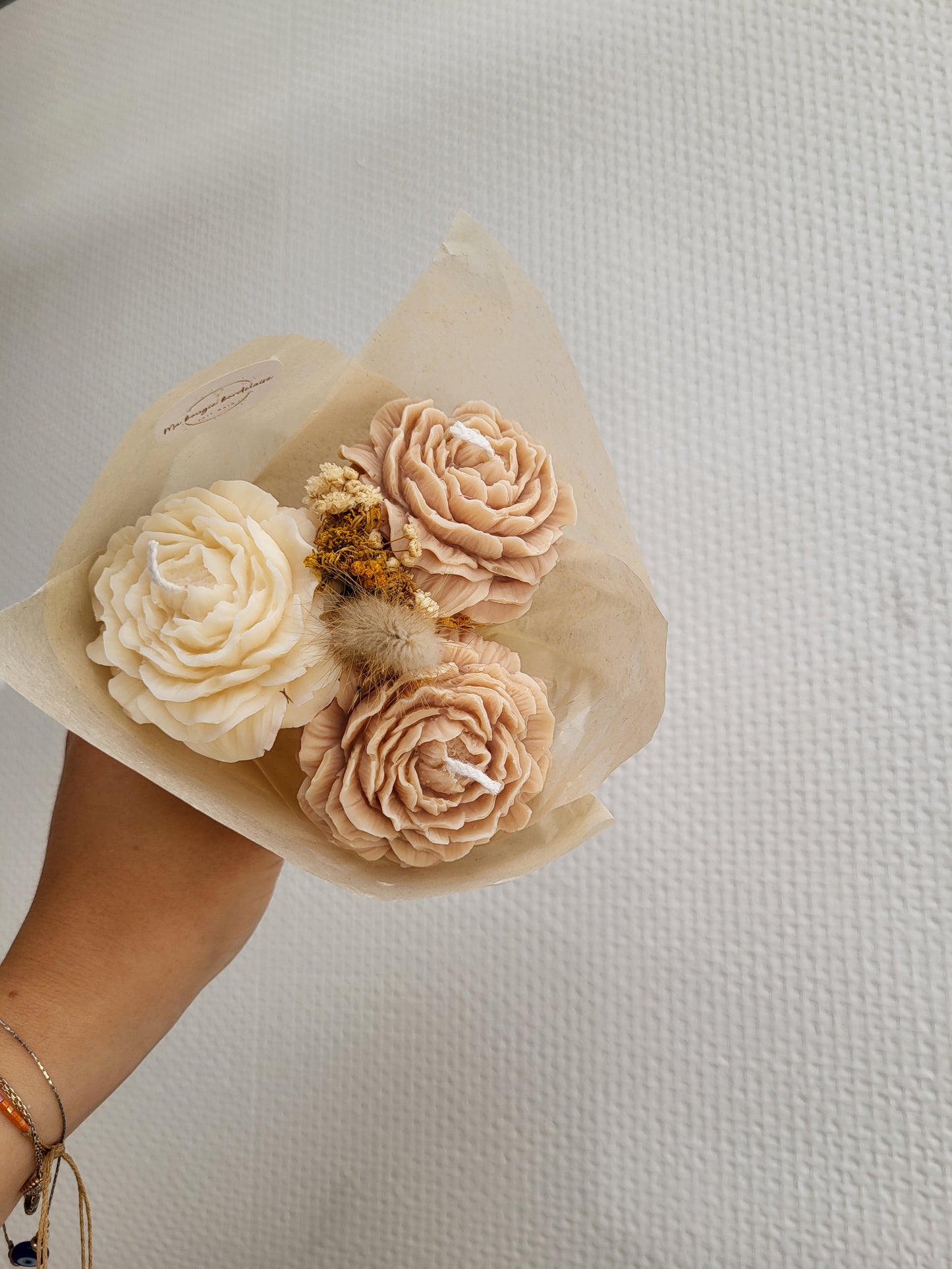 Bouquet en bougie 3 pivoines