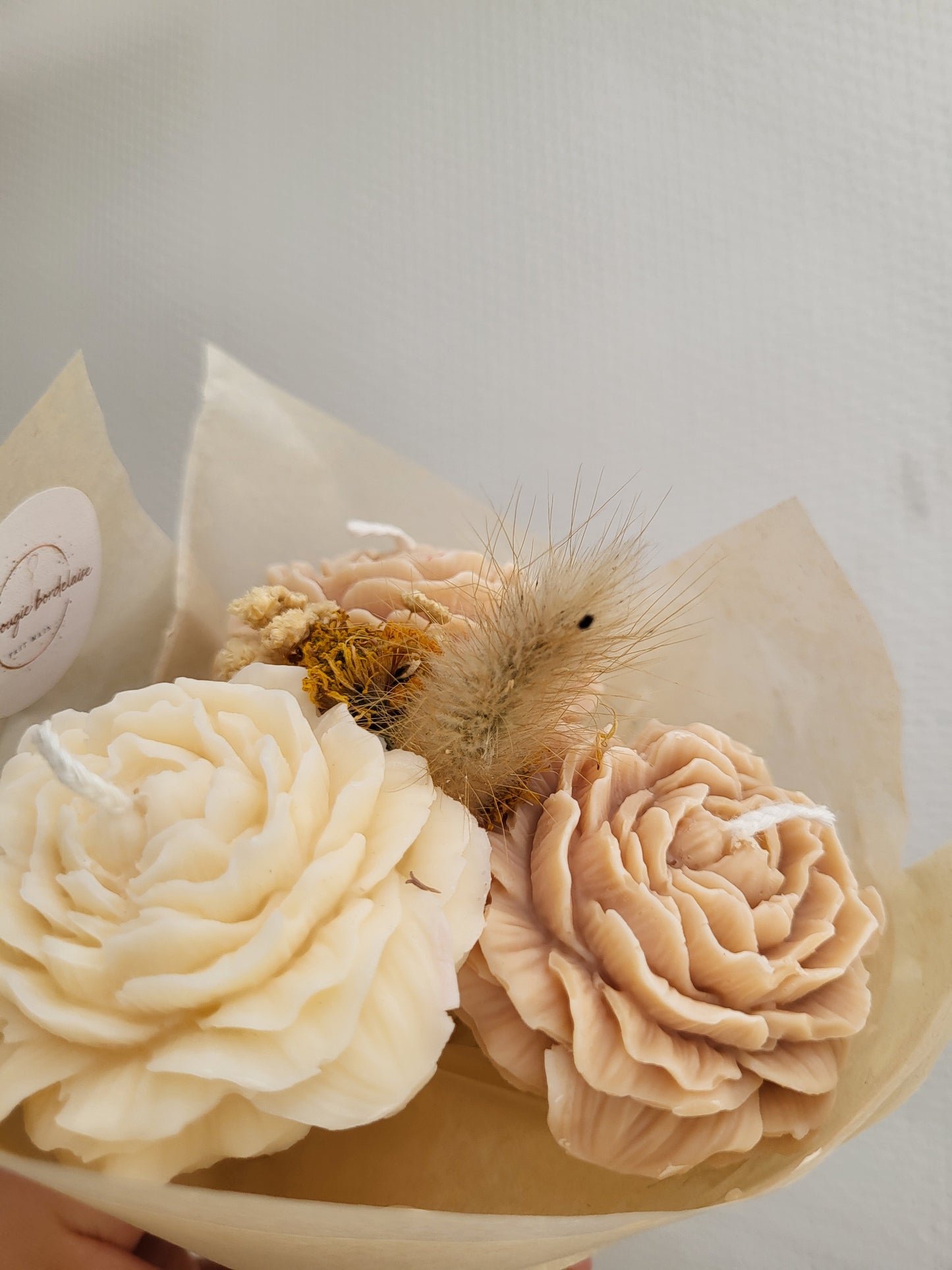 Bouquet en bougie 3 pivoines