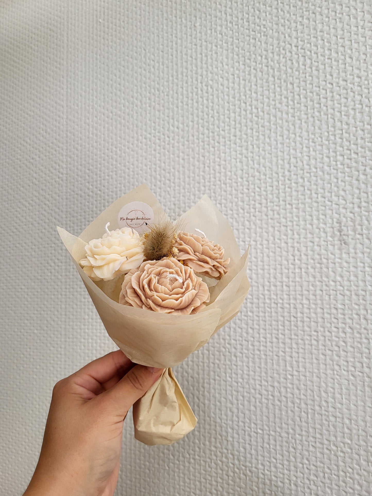 Bouquet en bougie 3 pivoines