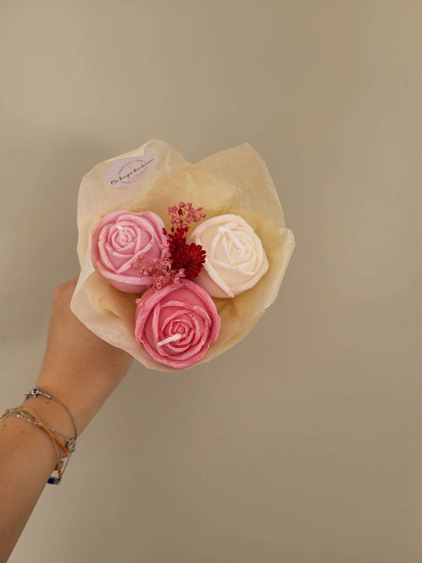Bouquet en bougie 3 roses