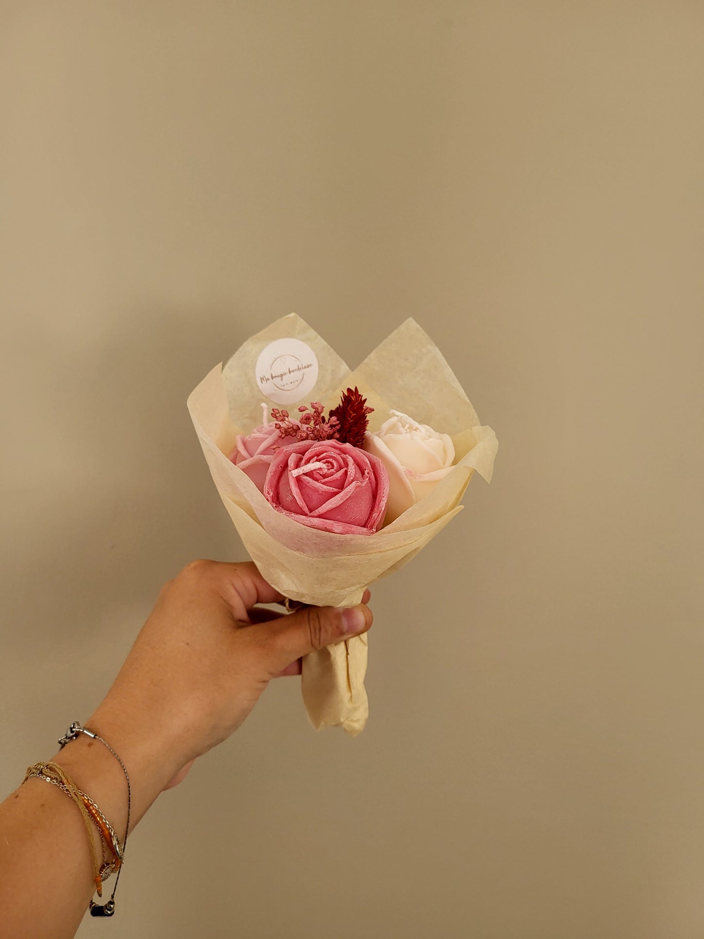 Bouquet en bougie 3 roses