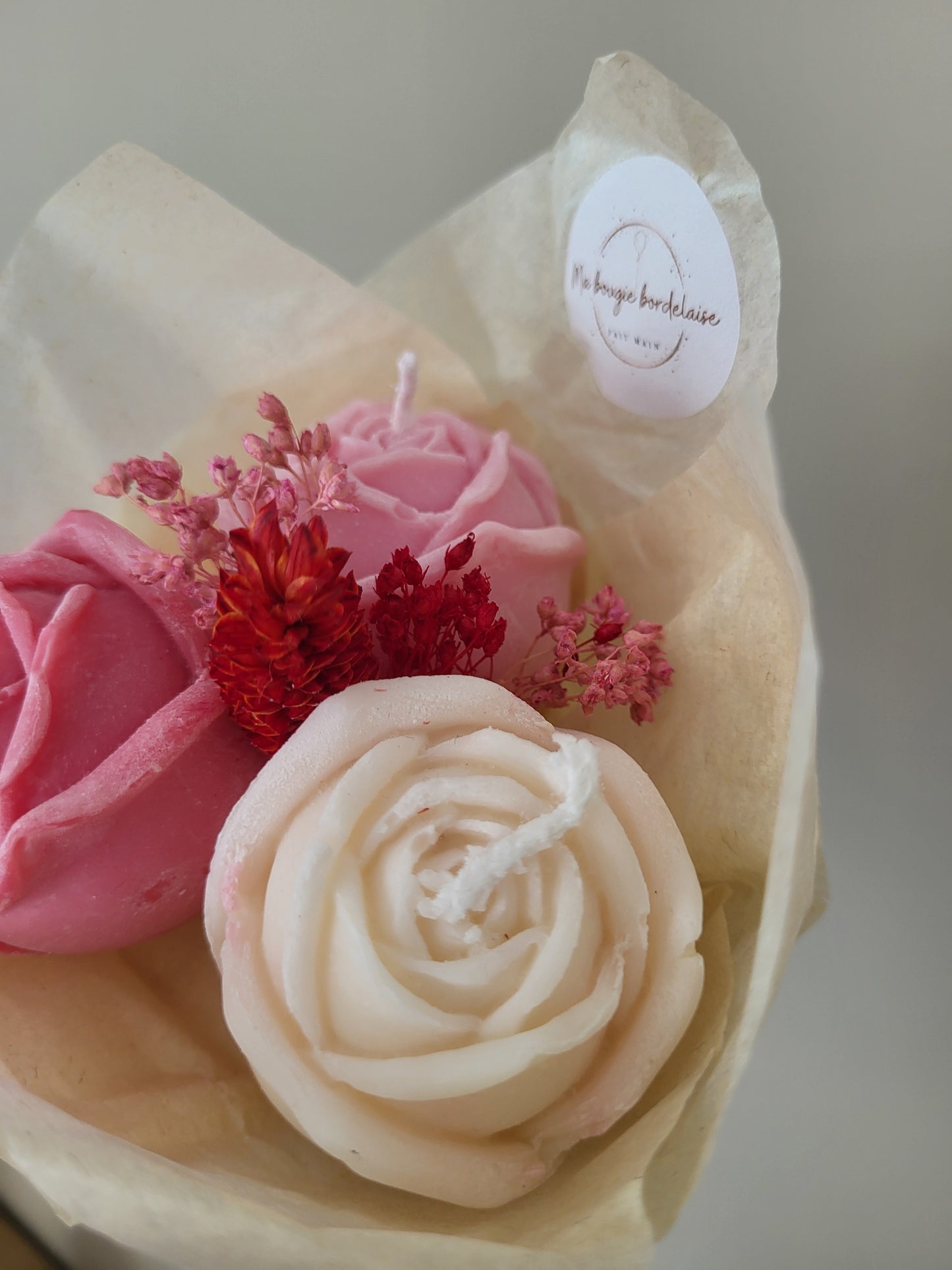Bouquet en bougie 3 roses
