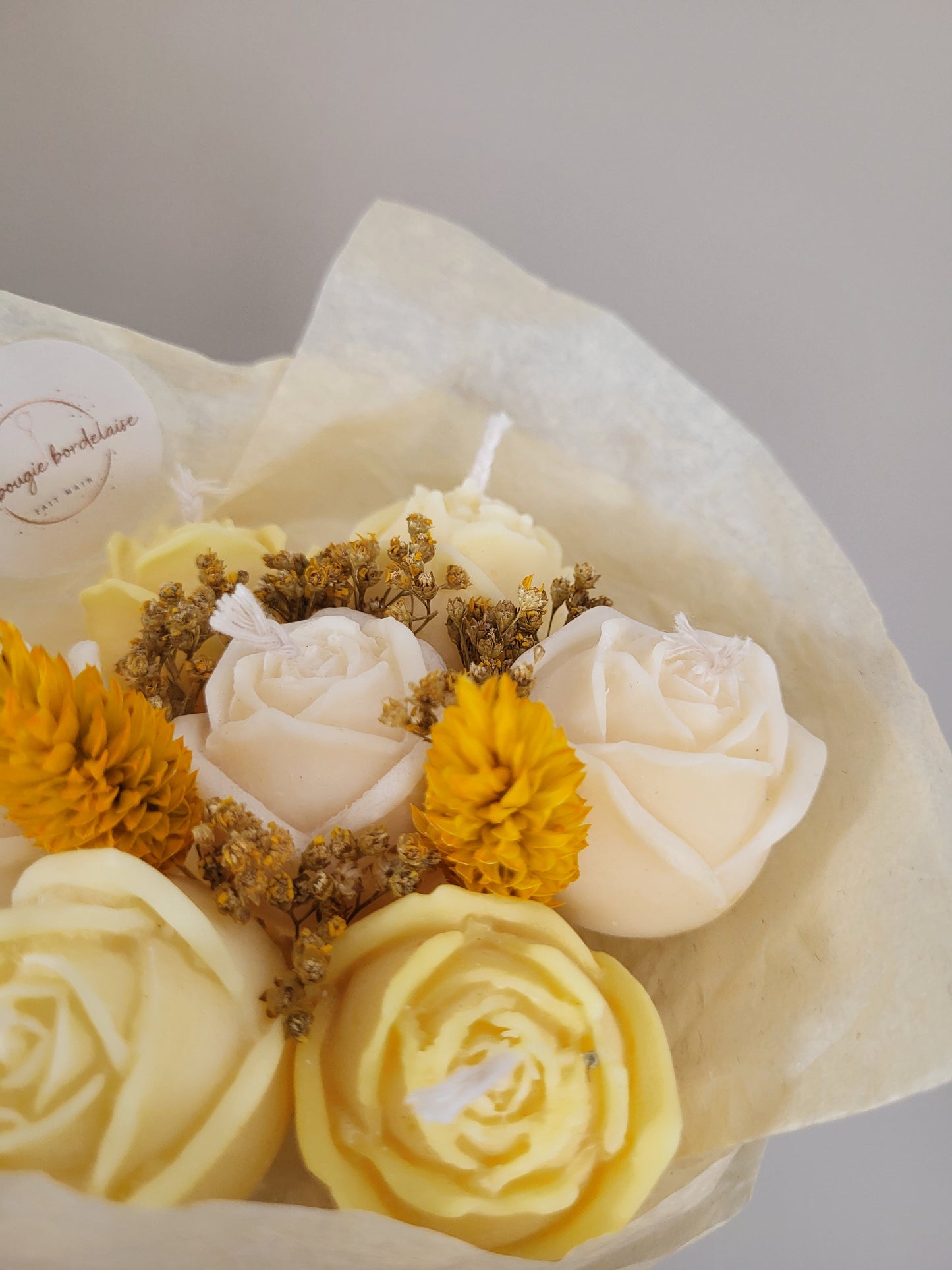 Bouquet 7 roses en bougies
