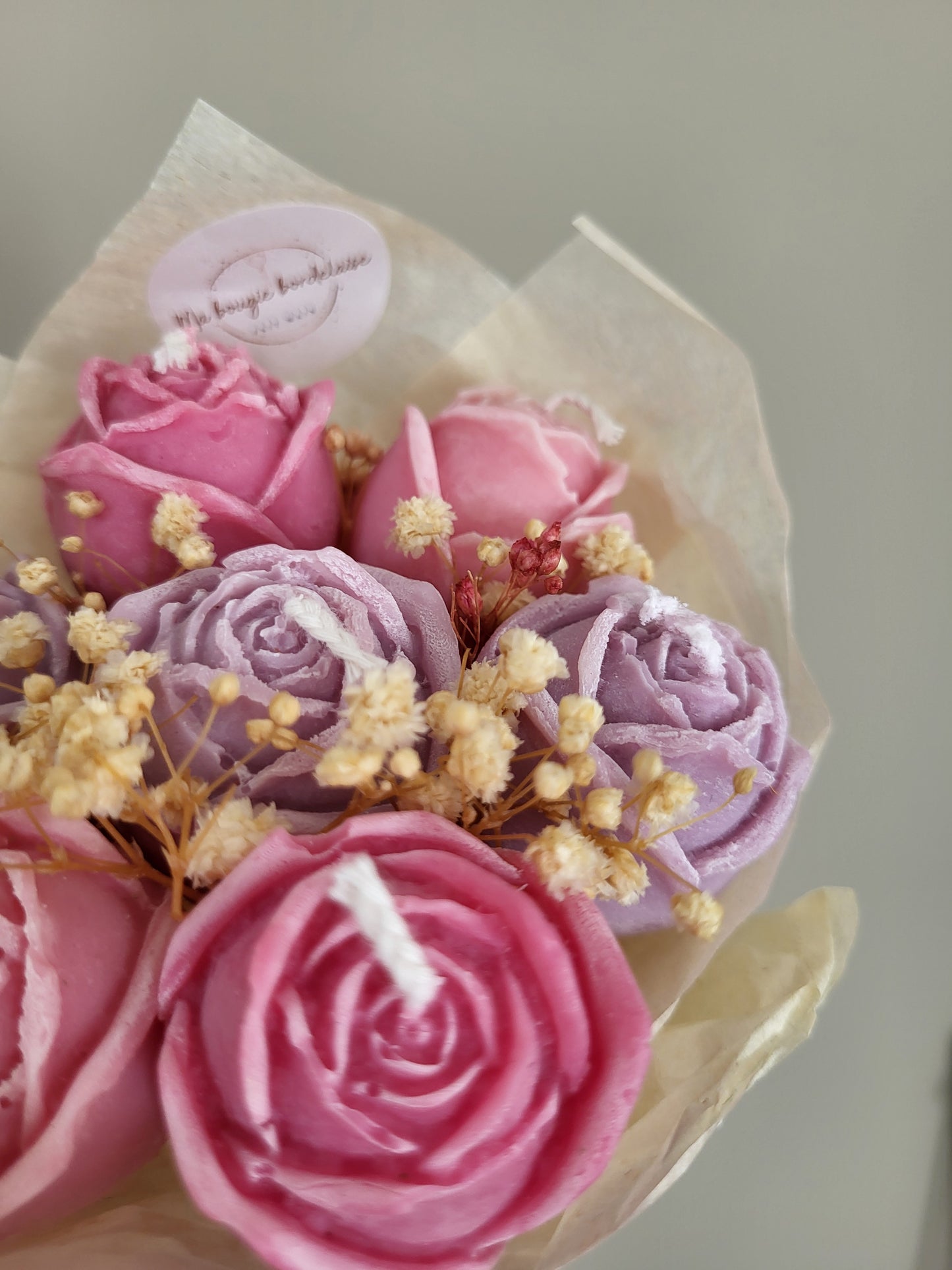 Bouquet 7 roses en bougies