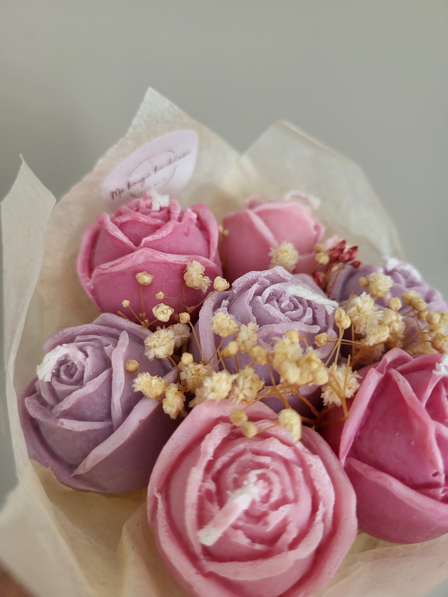 Bouquet 7 roses en bougies