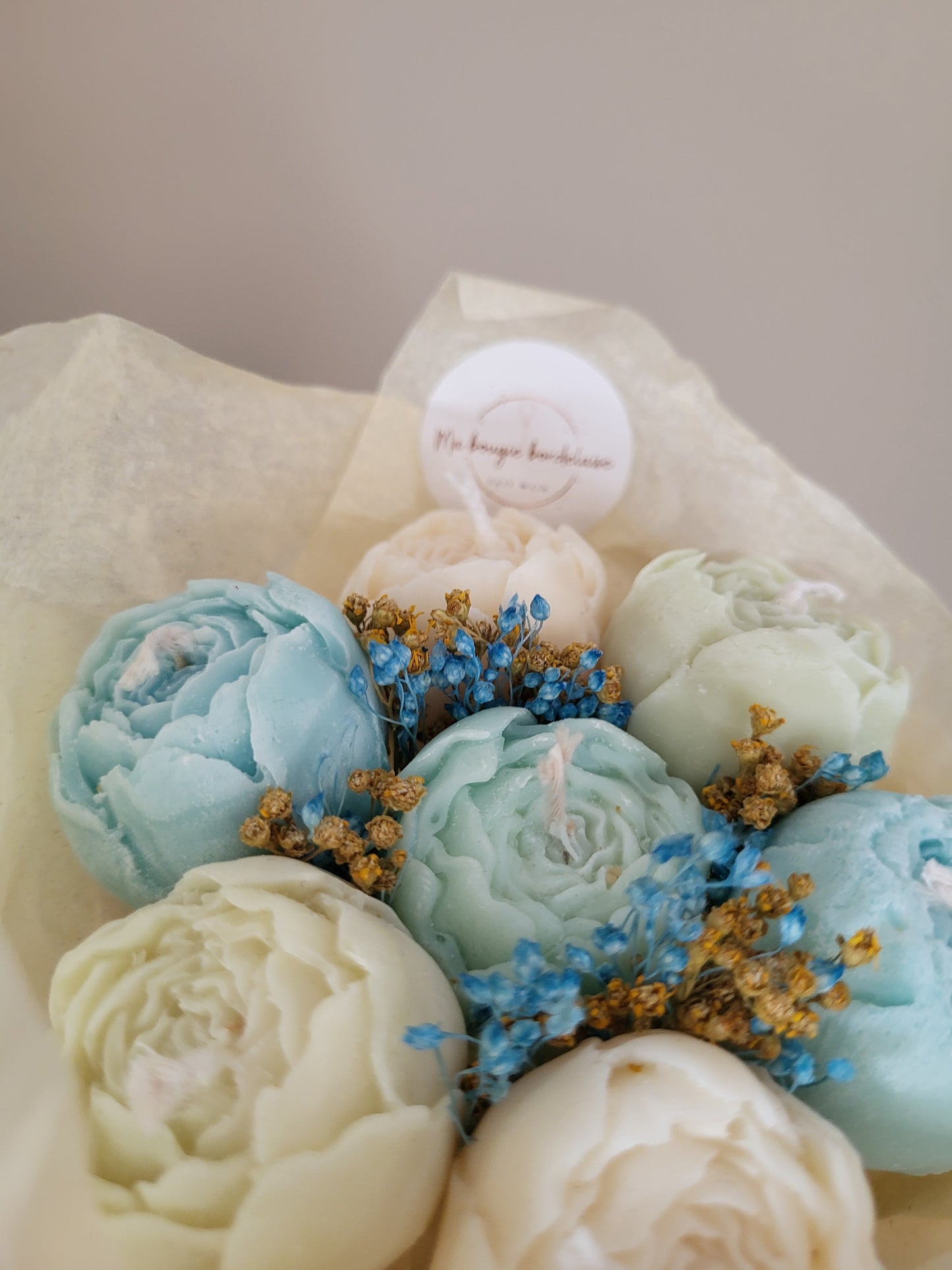 Bouquet de pivoines en bougies
