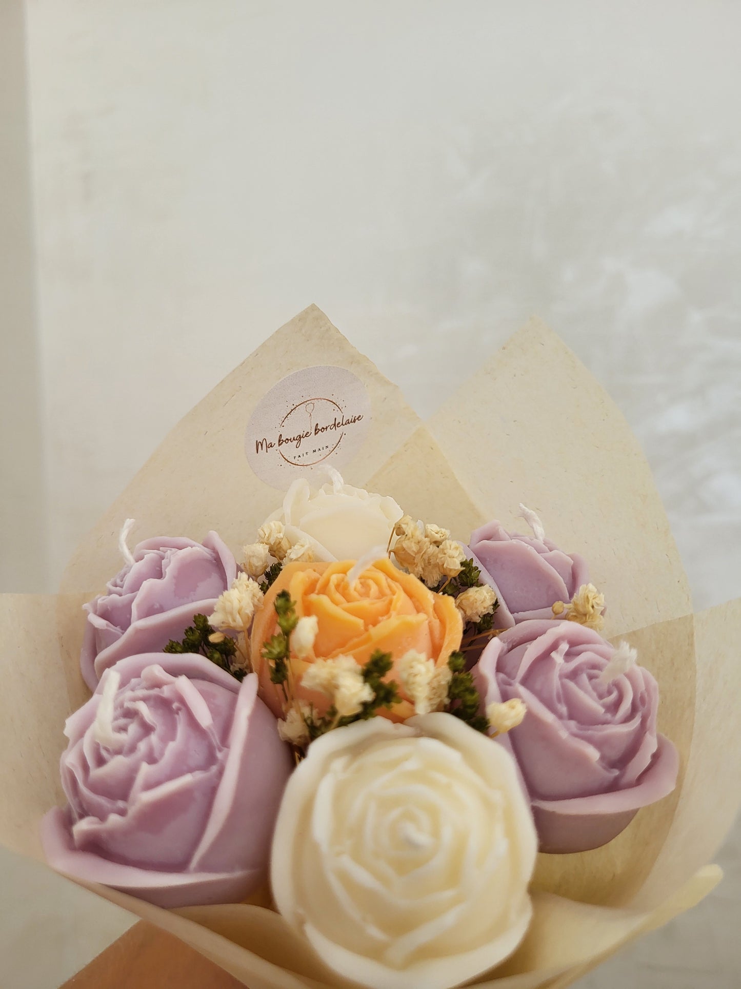 Bouquet 7 roses en bougies
