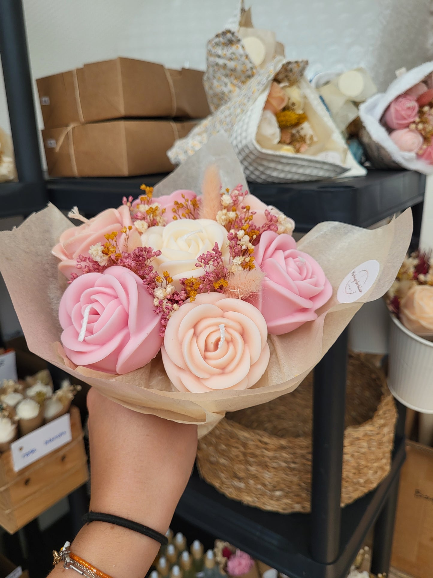 Bouquet de roses en bougies