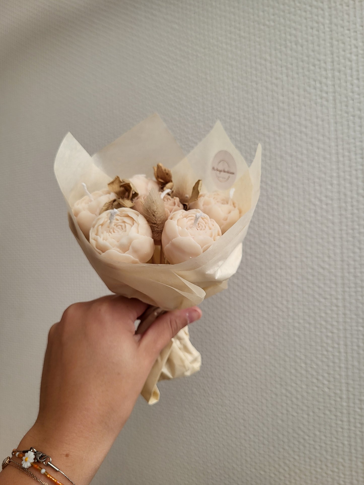 Bouquet en bougie pivoines