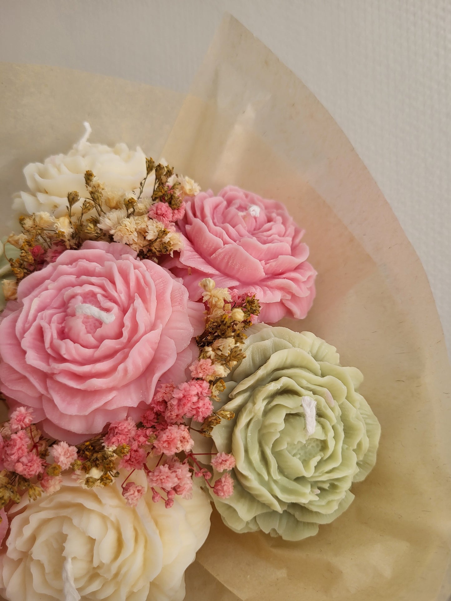 Bouquet de pivoines en bougies