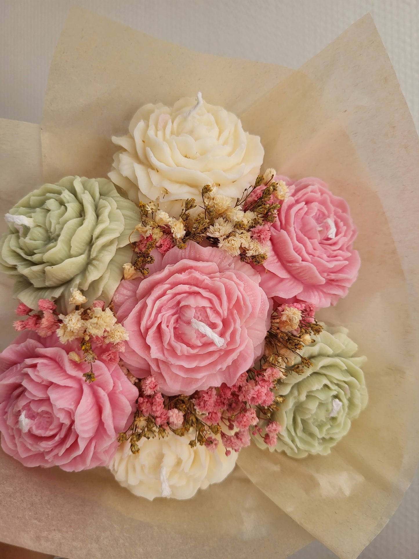 Bouquet de pivoines en bougies