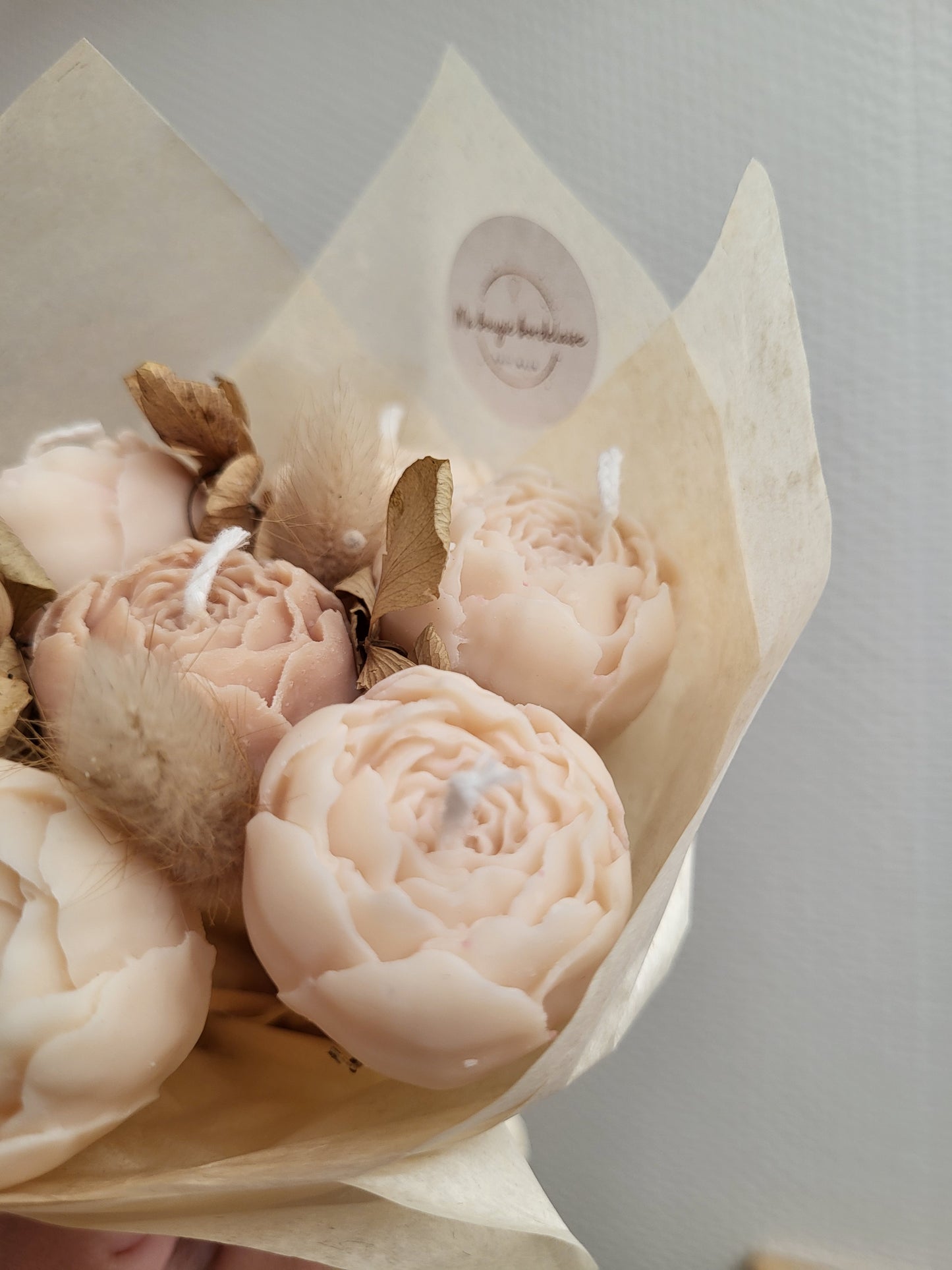 Bouquet en bougie pivoines
