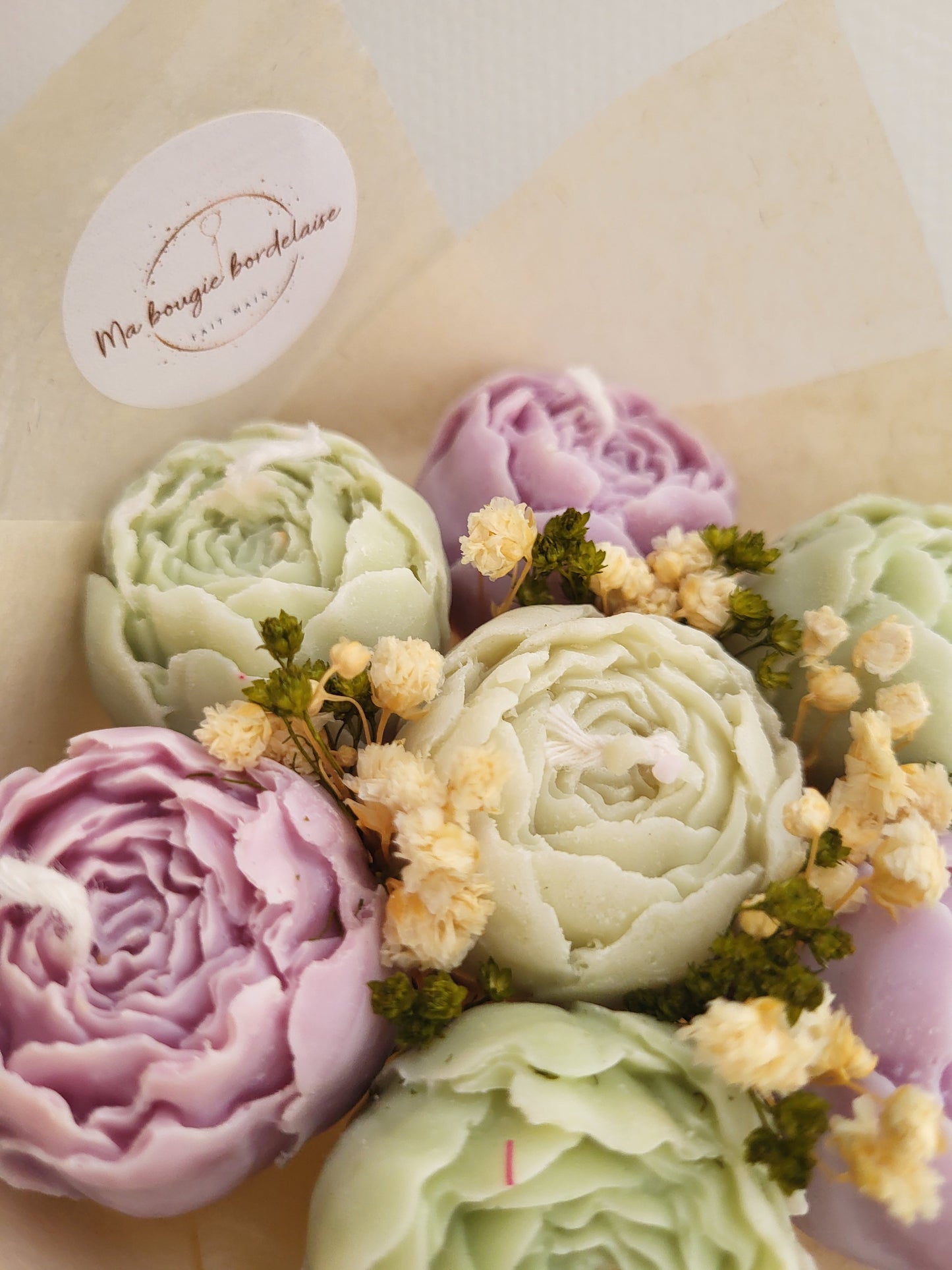 Bouquet de pivoines en bougies
