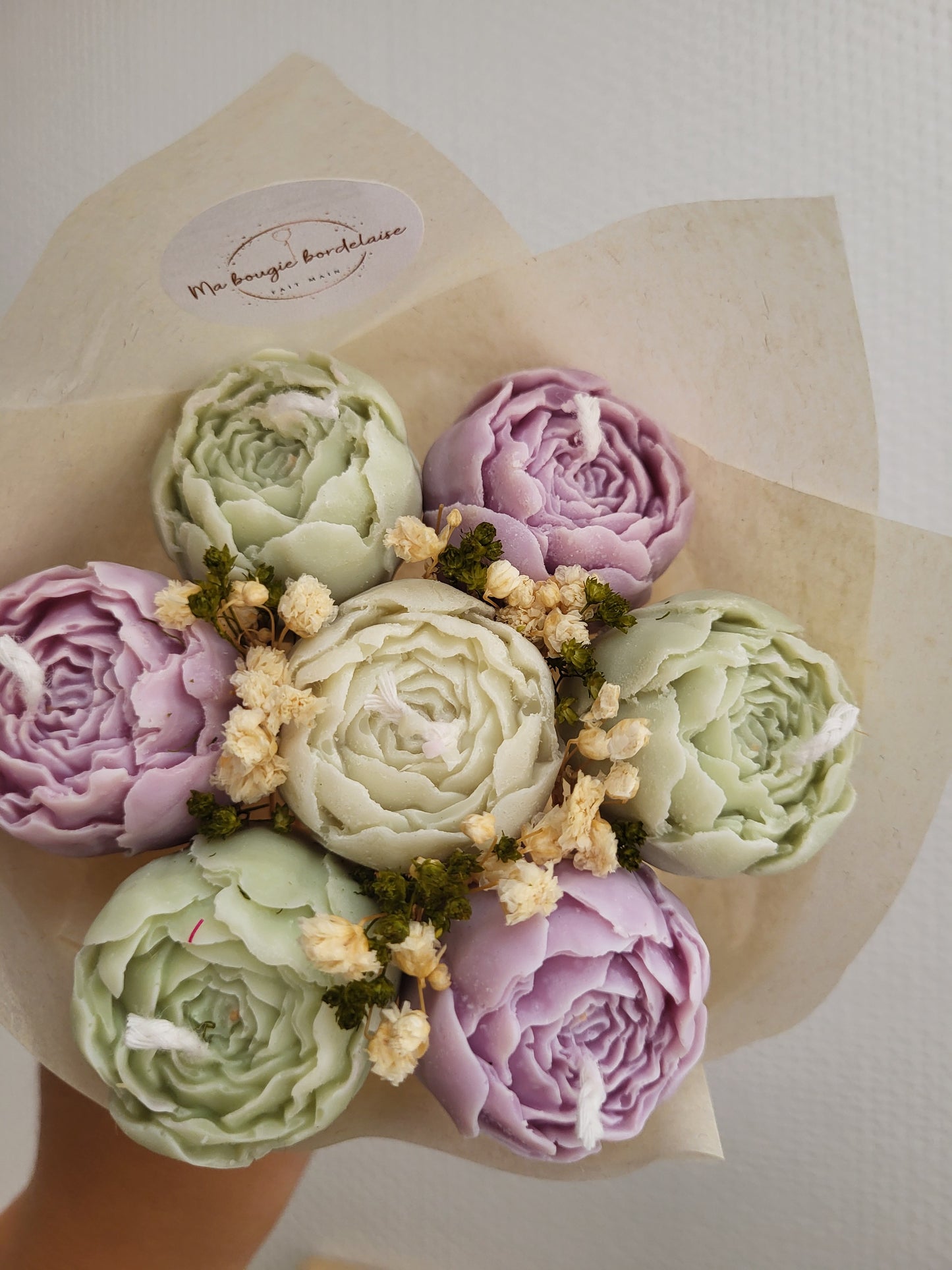 Bouquet de pivoines en bougies