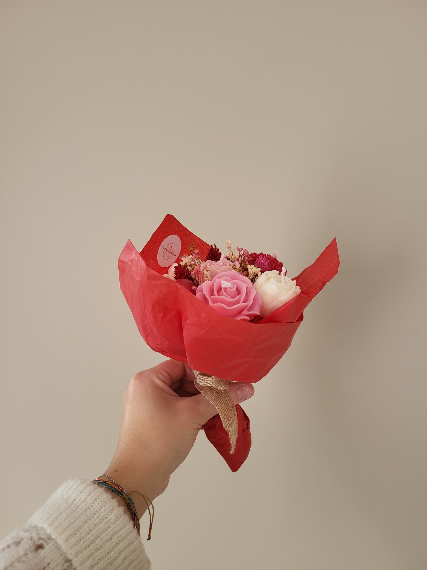 Bougie fleurie artisanale - Bouquet Love