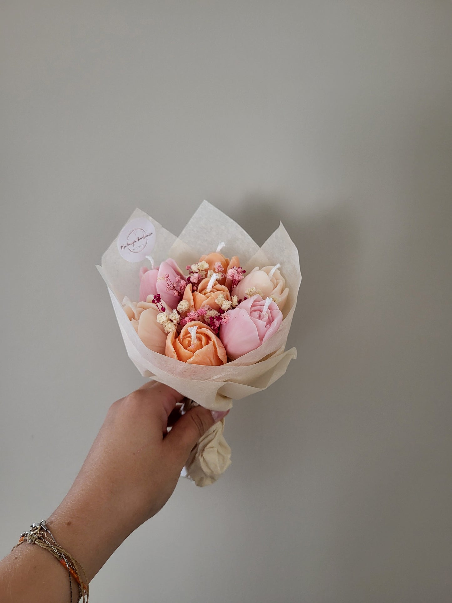 Bouquet bougies 7 tulipes