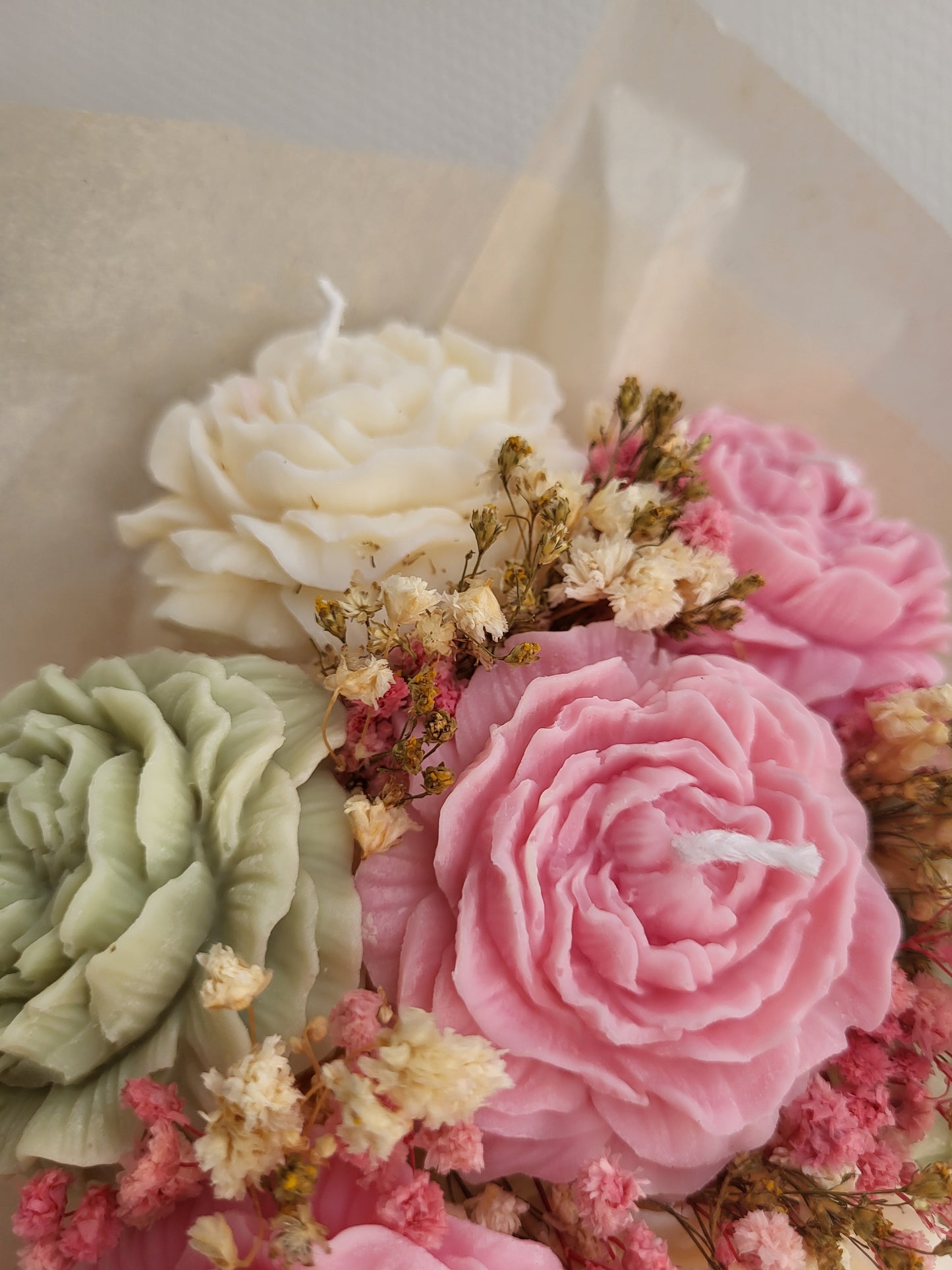 Bouquet de pivoines en bougies