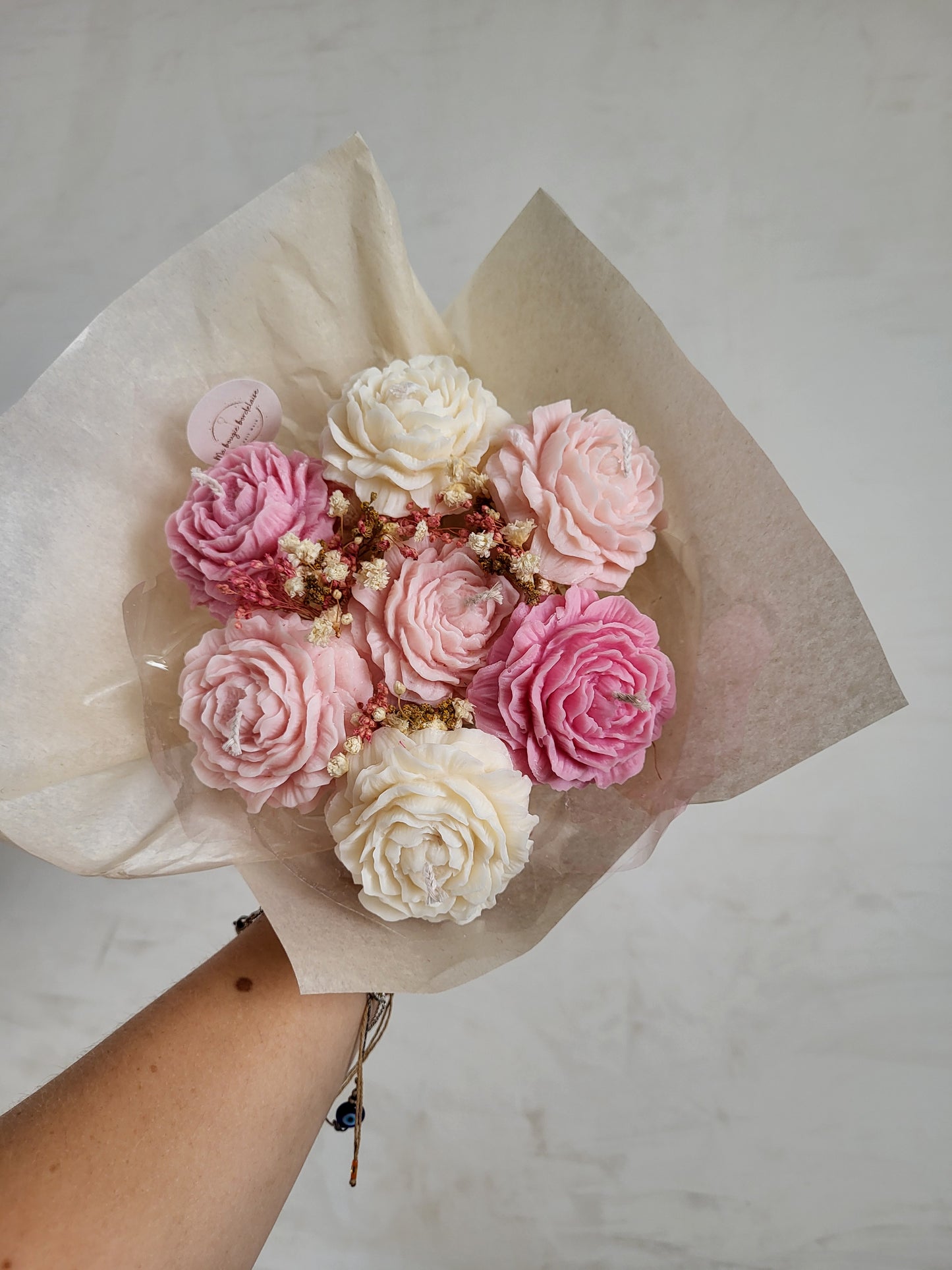 Bouquet de pivoines en bougies