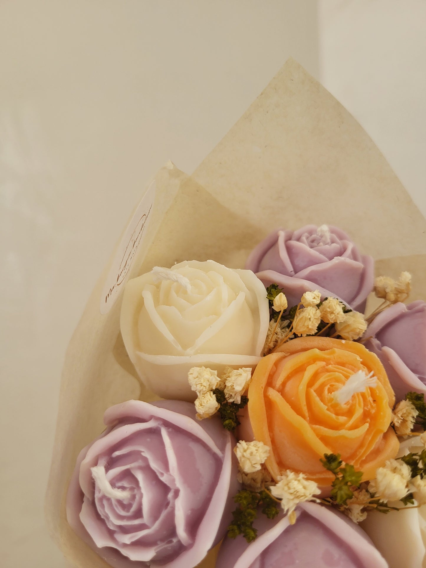 Bouquet 7 roses en bougies