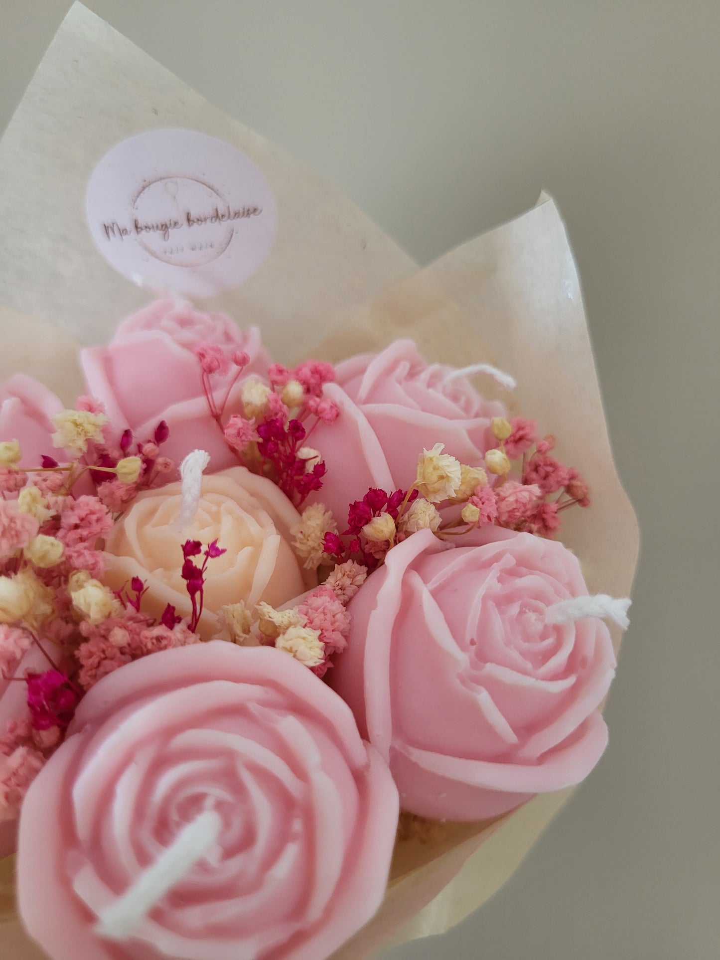 Bouquet 7 roses en bougies