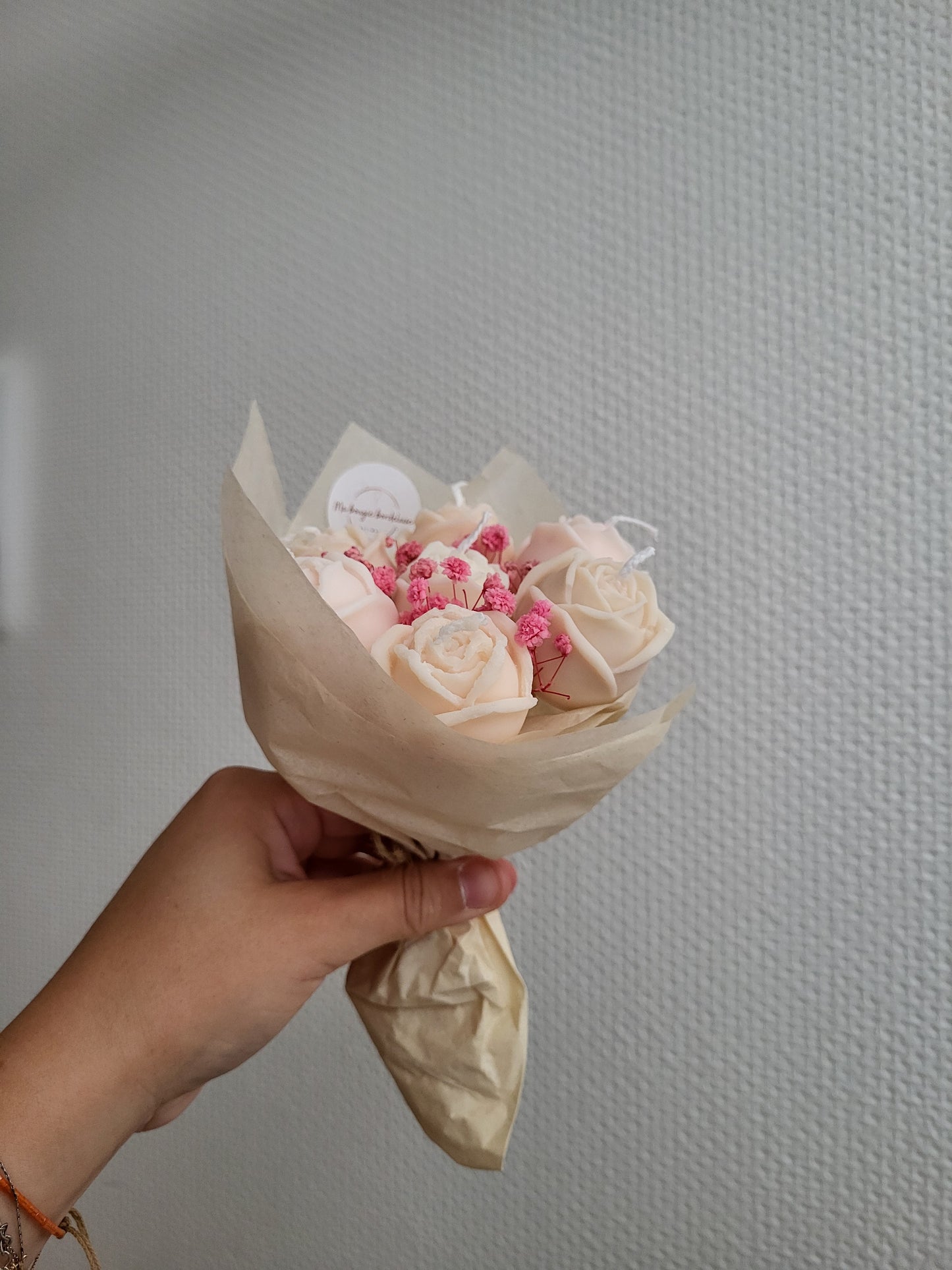 Bouquet 7 roses en bougies