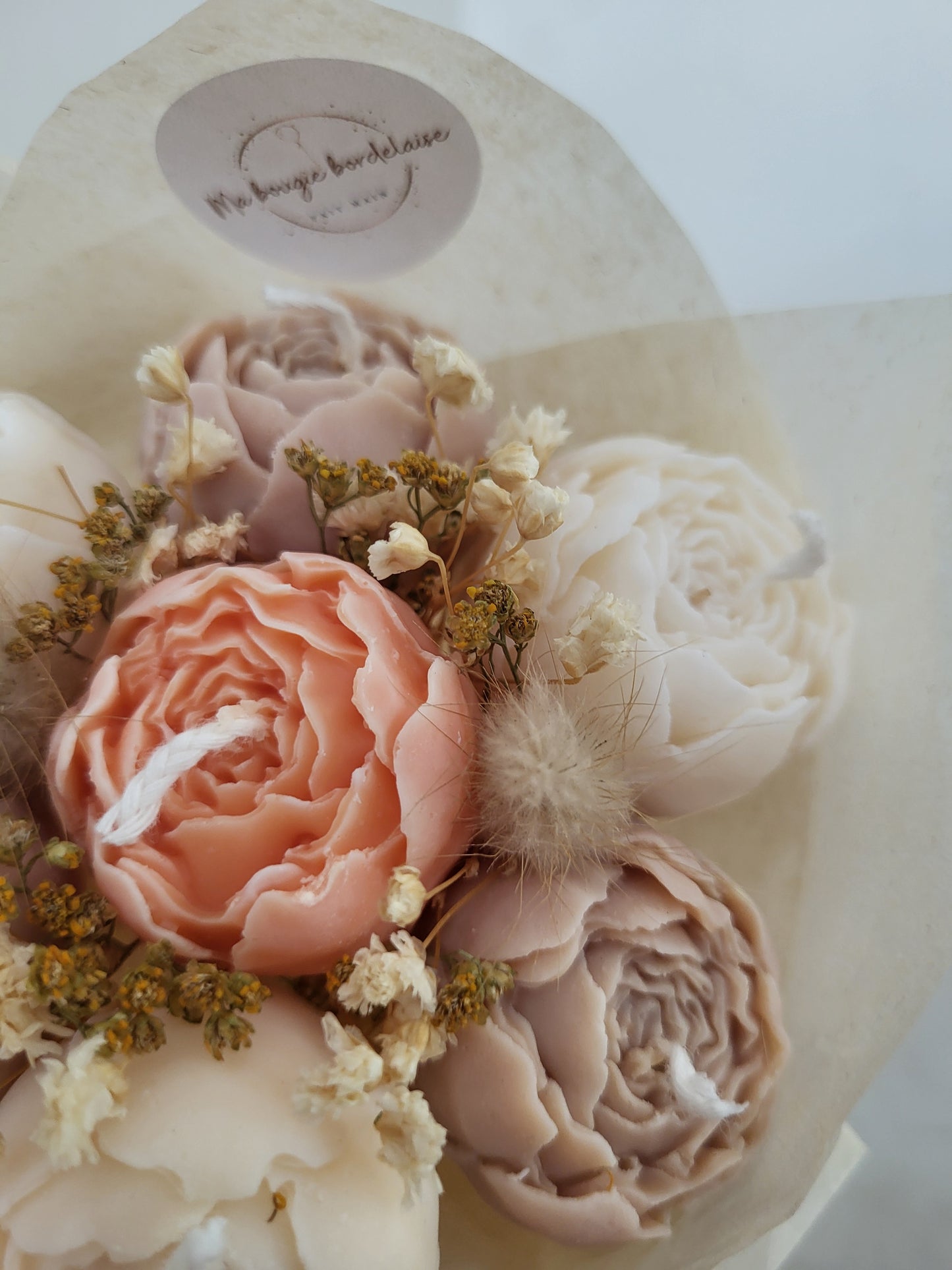 Bouquet en bougie pivoines
