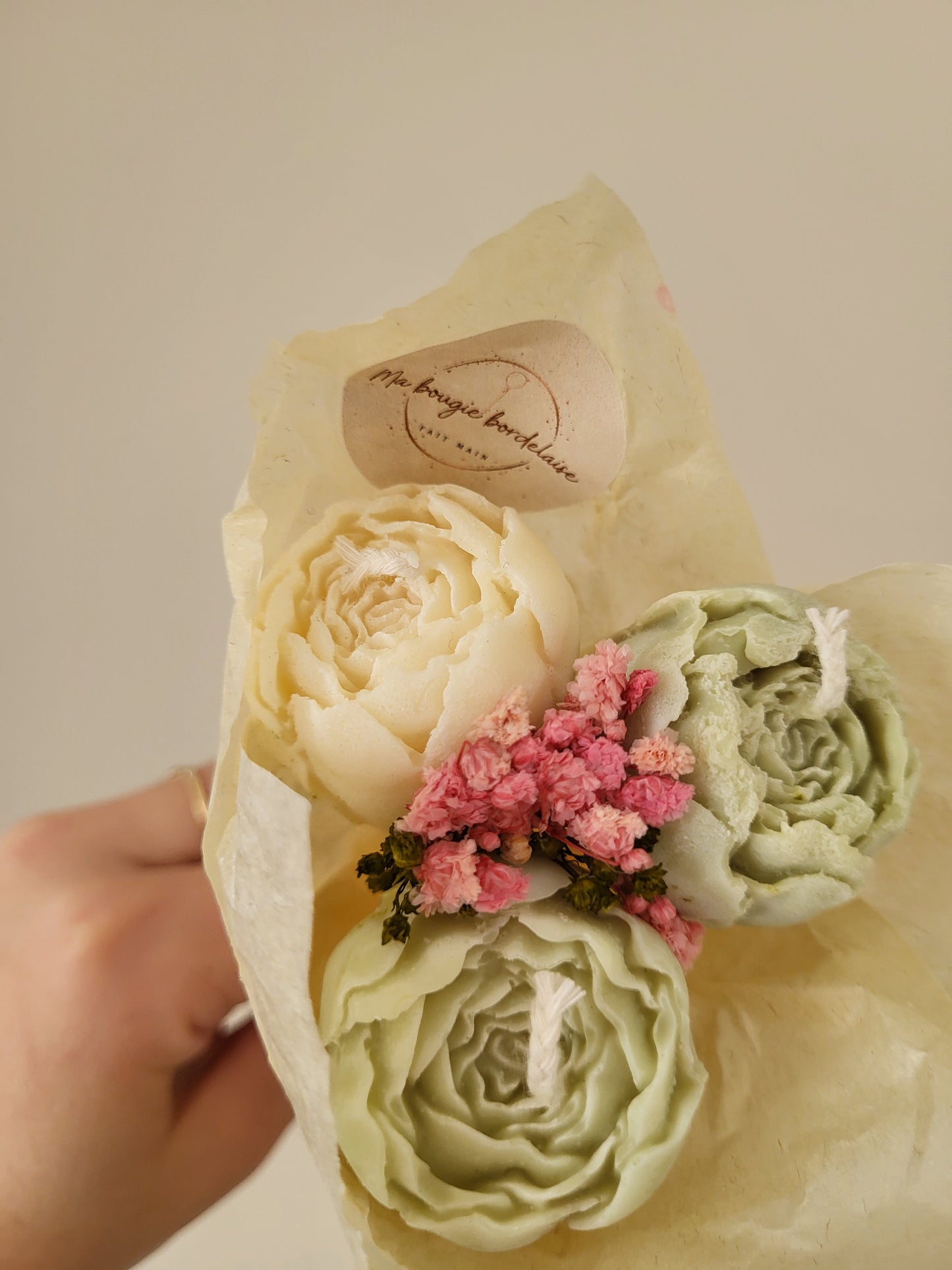 Bougie décorative - Bouquet de pivoines