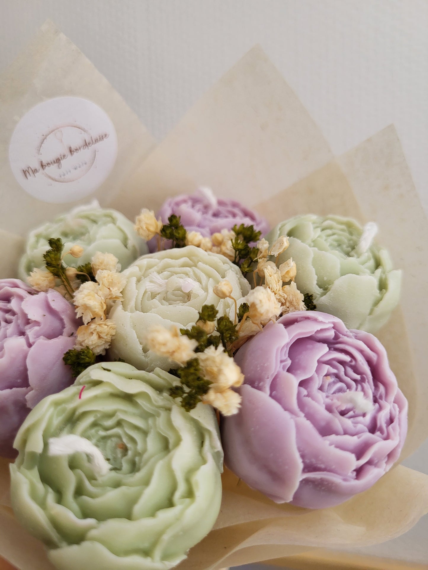 Bouquet de pivoines en bougies