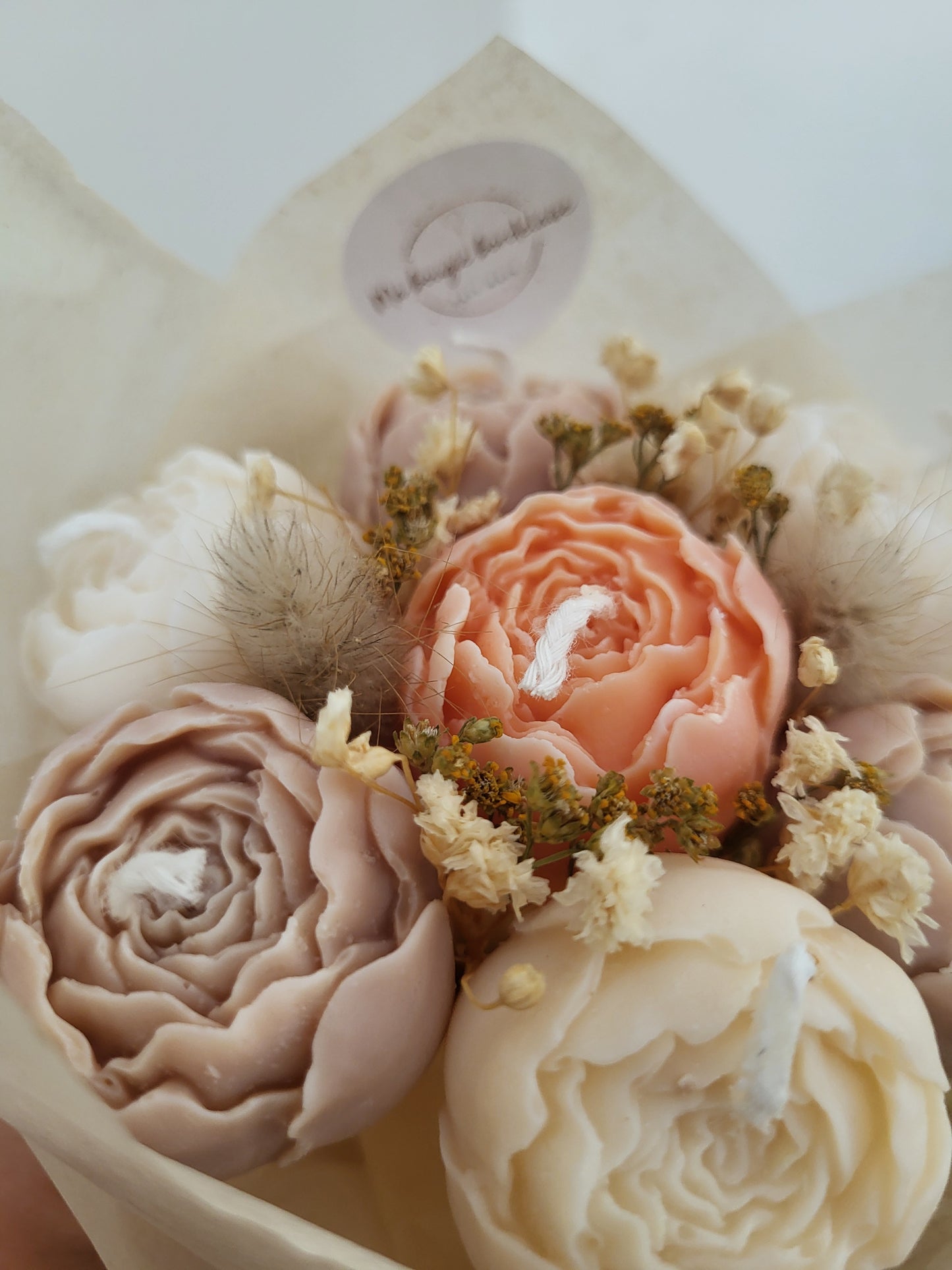 Bouquet en bougie pivoines