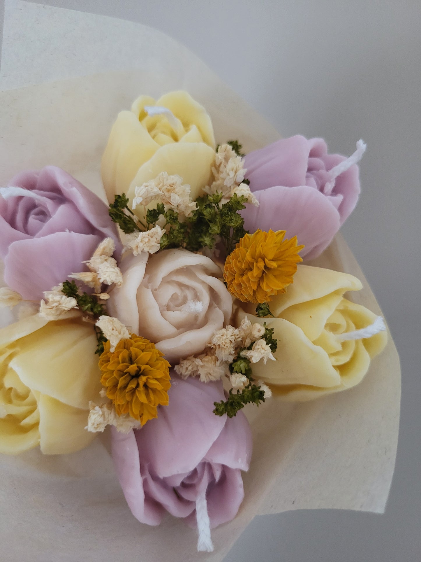 Bouquet bougies 7 tulipes