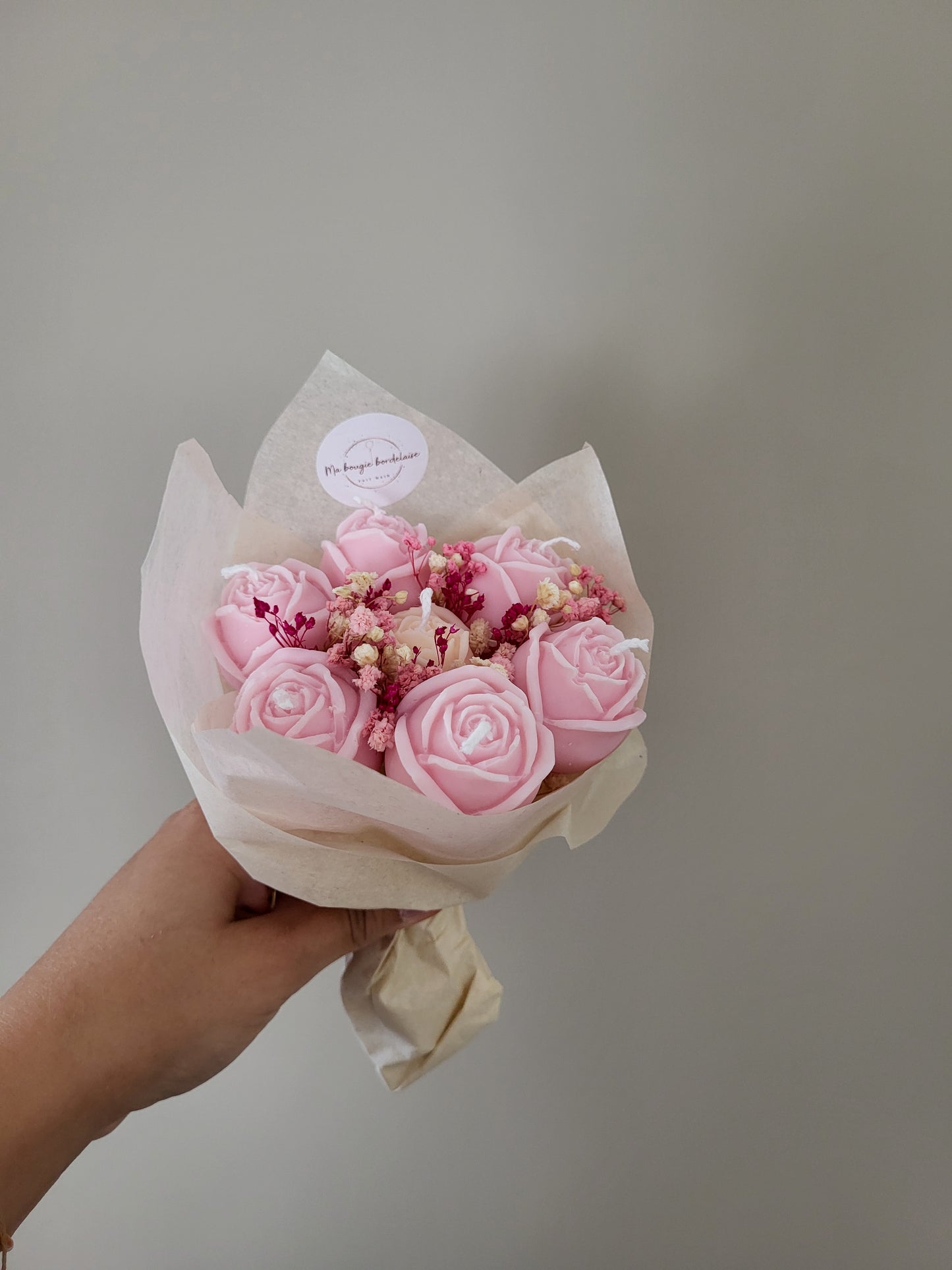 Bouquet 7 roses en bougies