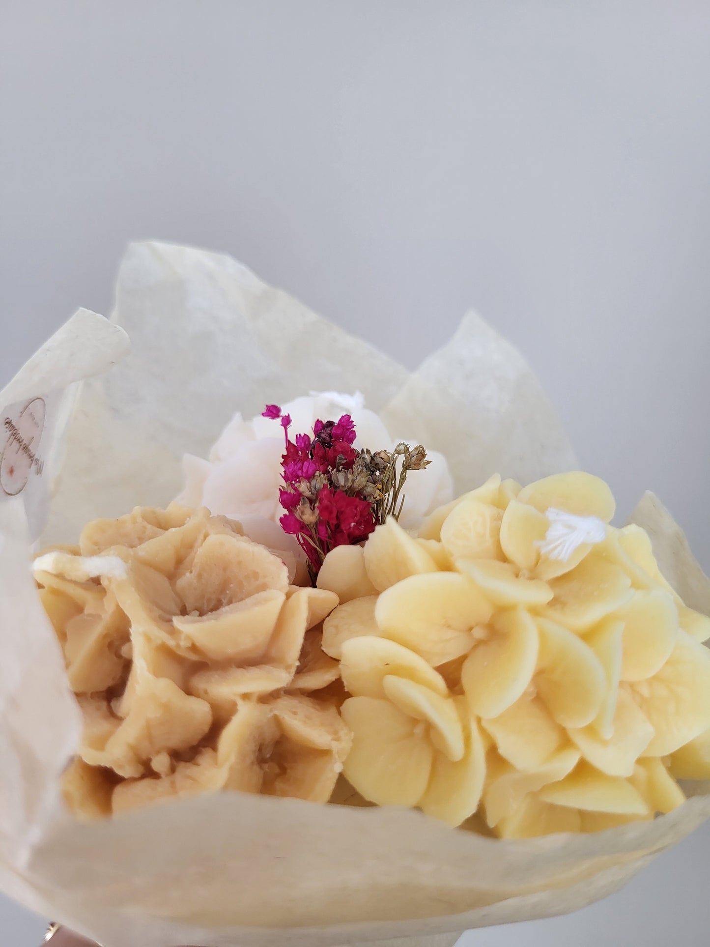 Bougie décorative - Bouquet d'hortensias