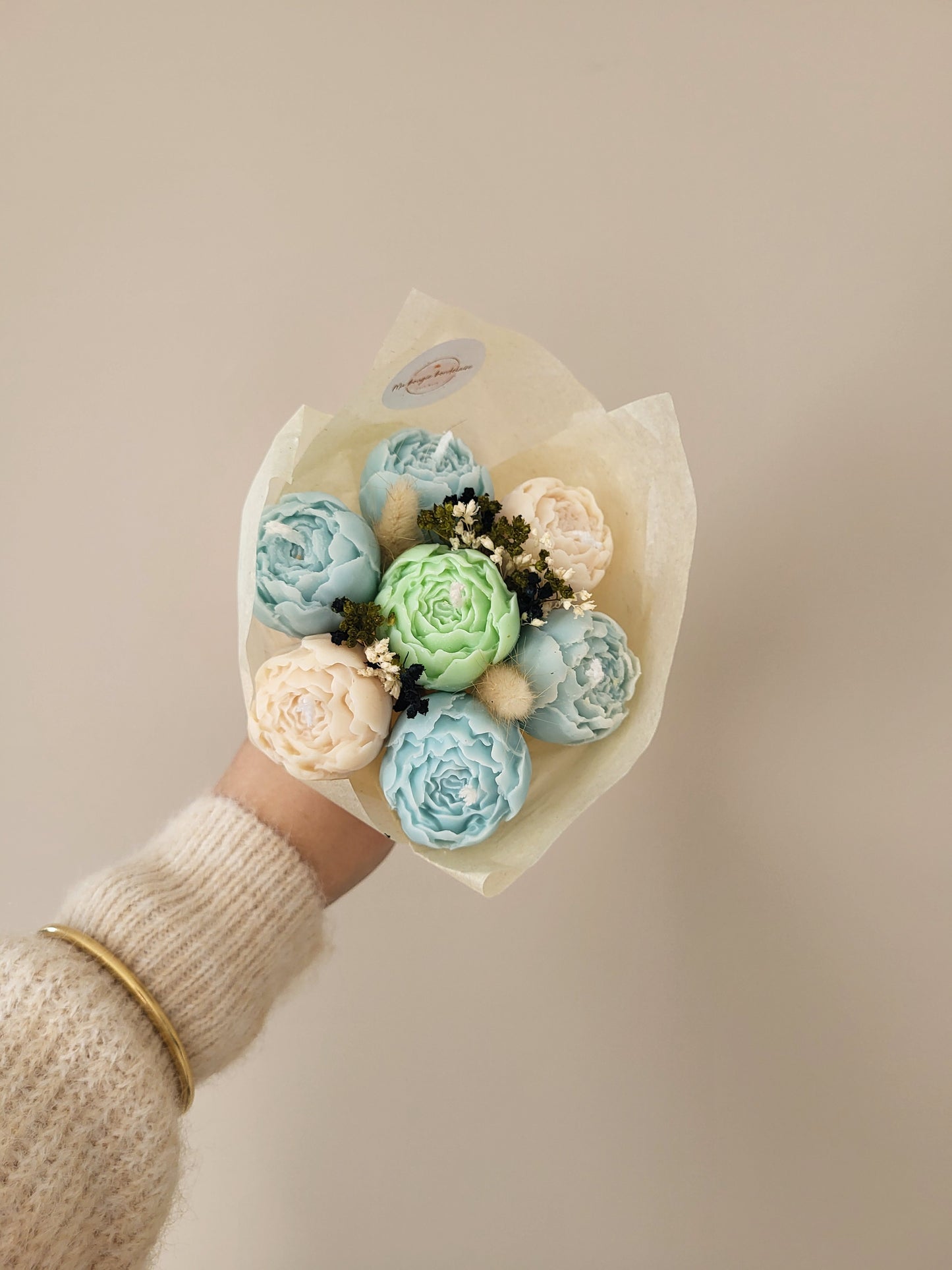 Bouquet de pivoines en bougie fait main